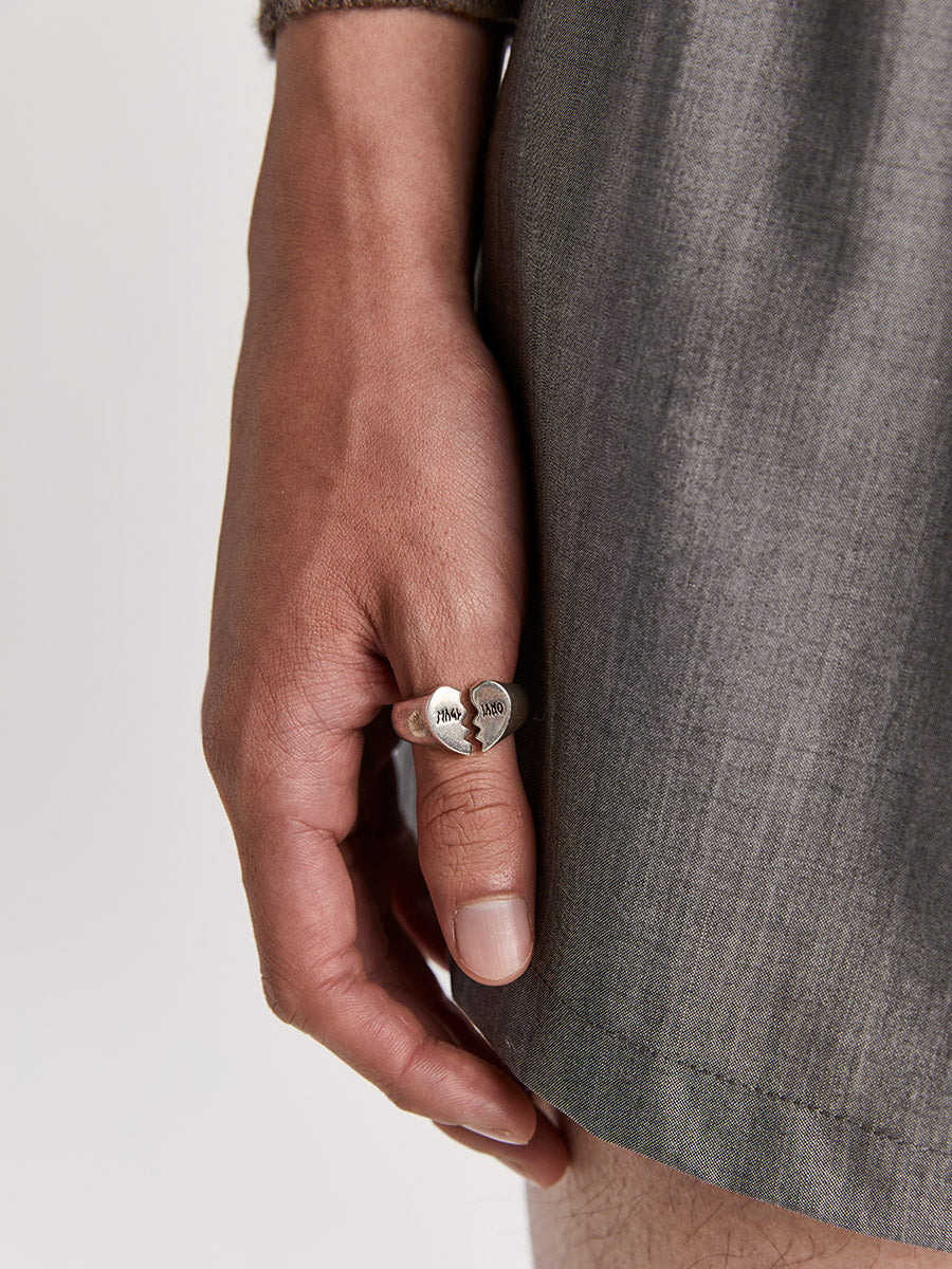 Mini Broken Heart Ring Silver - 2