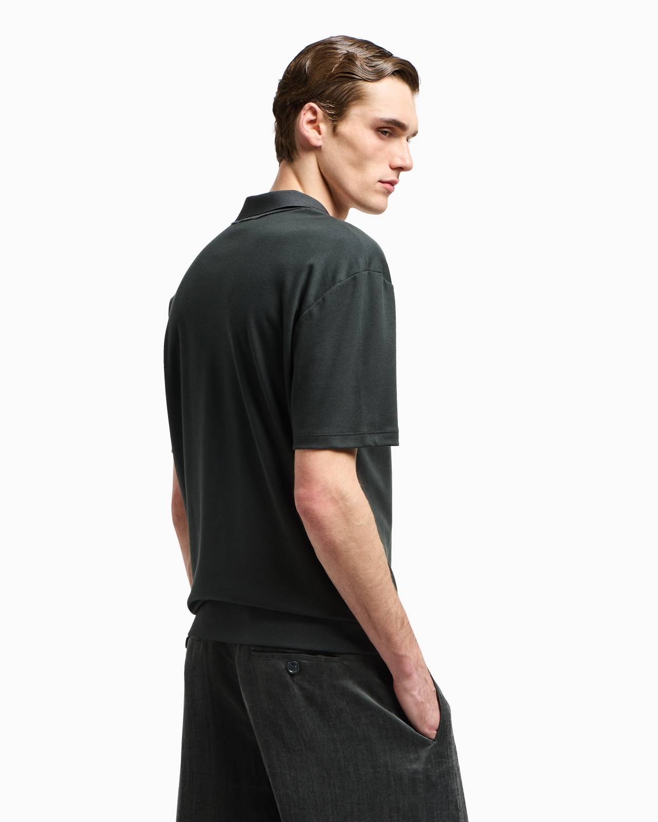 SHORT-SLEEVED POLO SHIRT IN COTTON AND CASHMERE INTERLOCK - 3