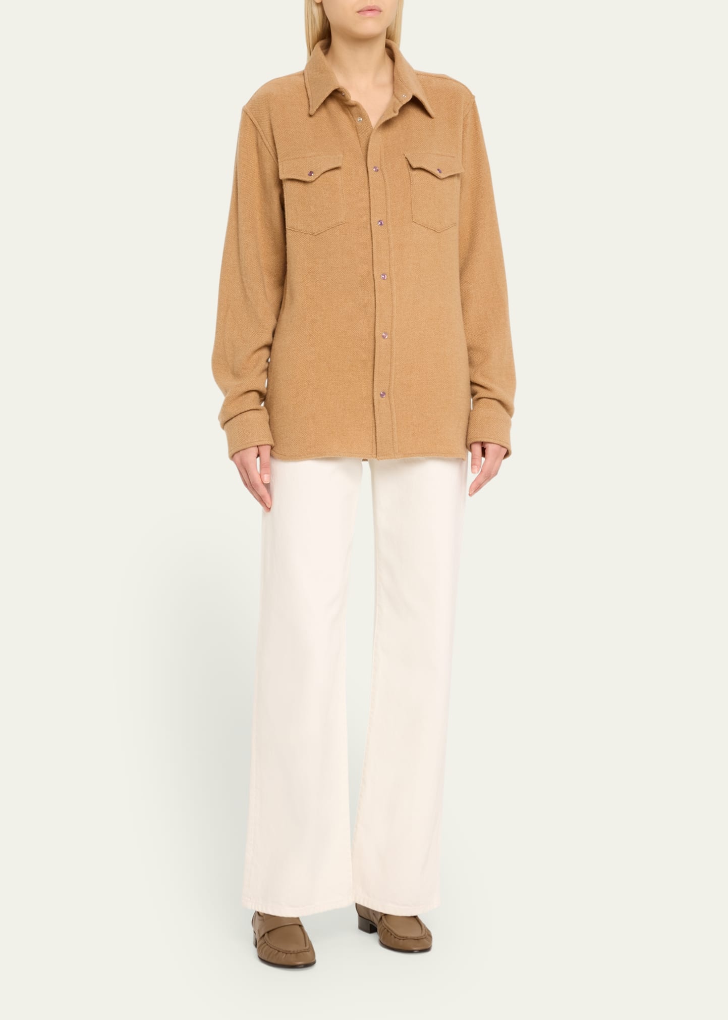 Cashmere Button-Front Shirt - 2