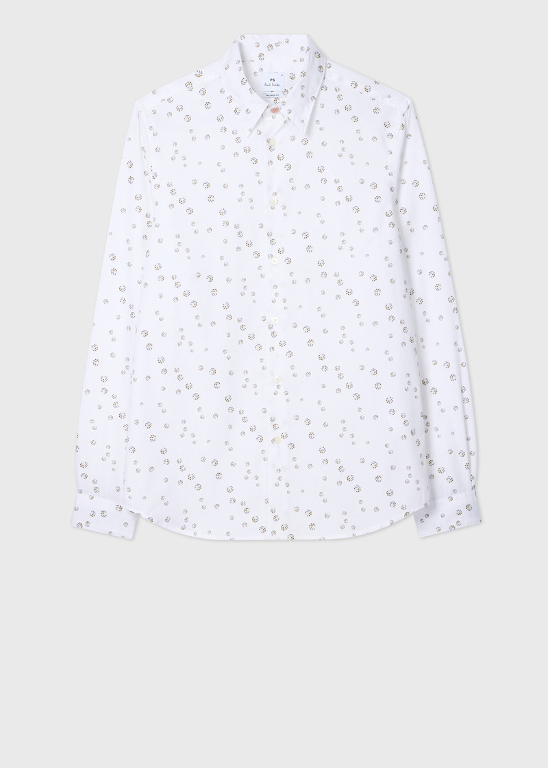 Tailored-Fit White 'Dice' Print Shirt 1