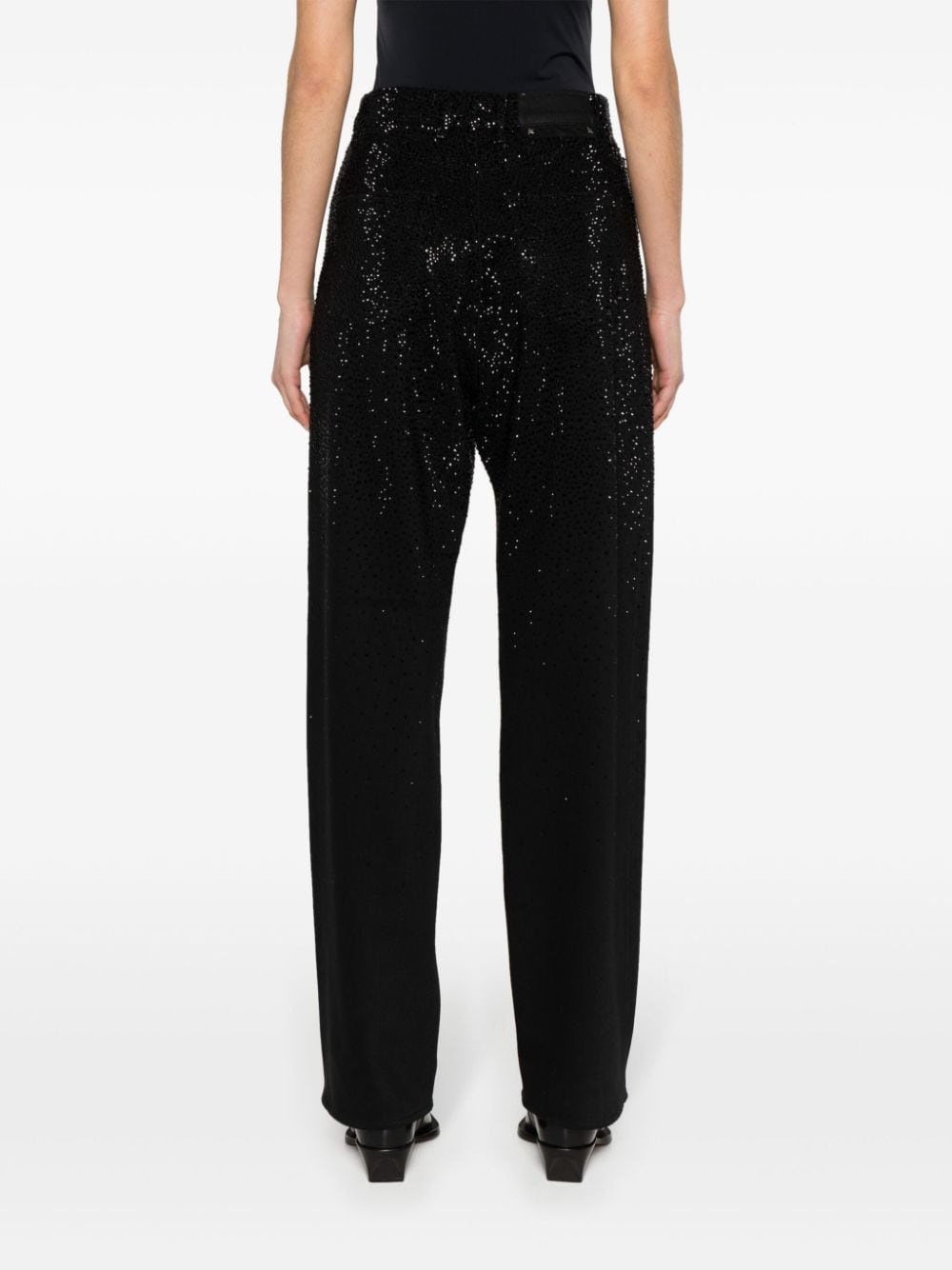 crystal-embellished tapered jeans - 4