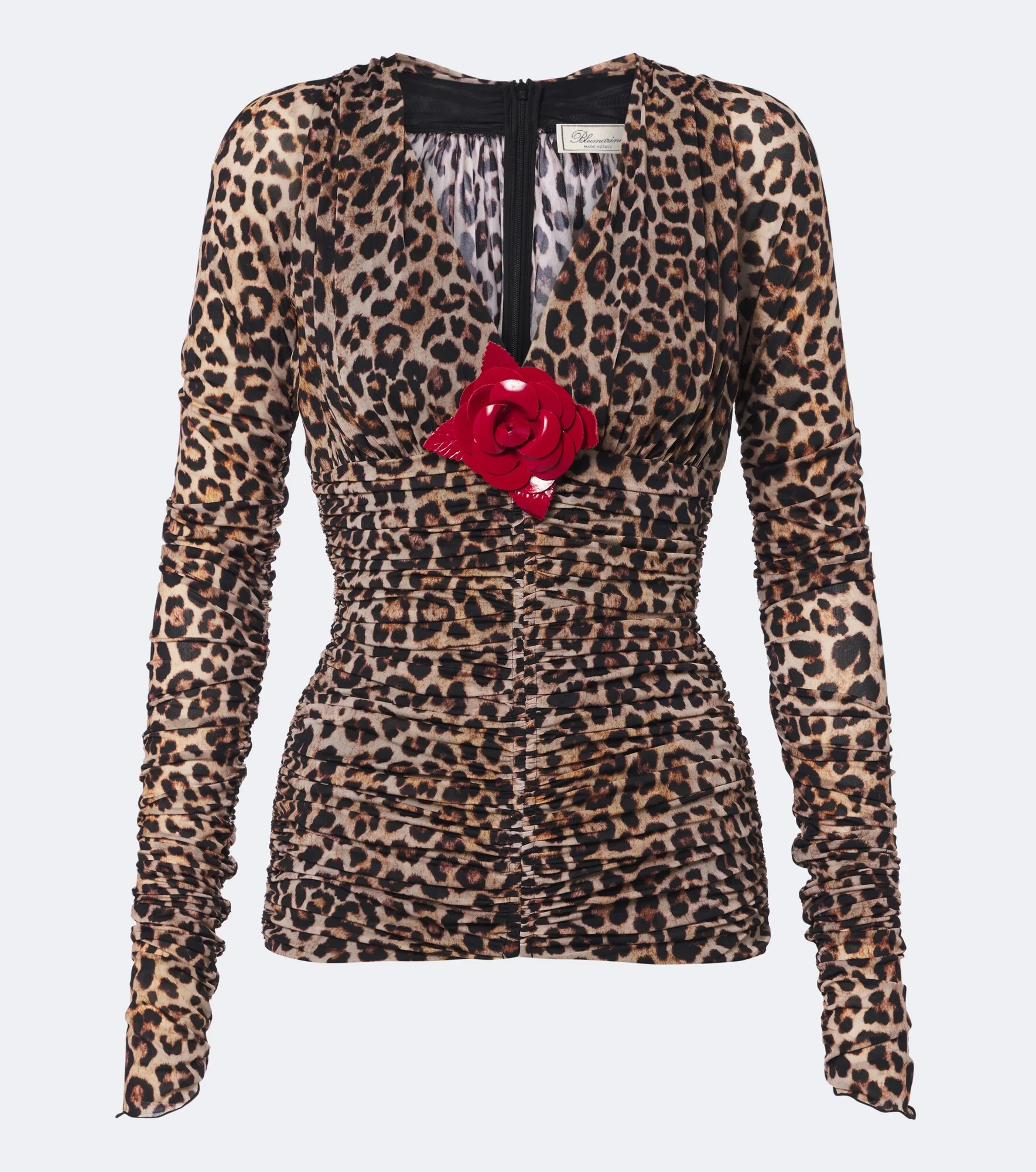 Floral-appliqué leopard-print jersey top - 1