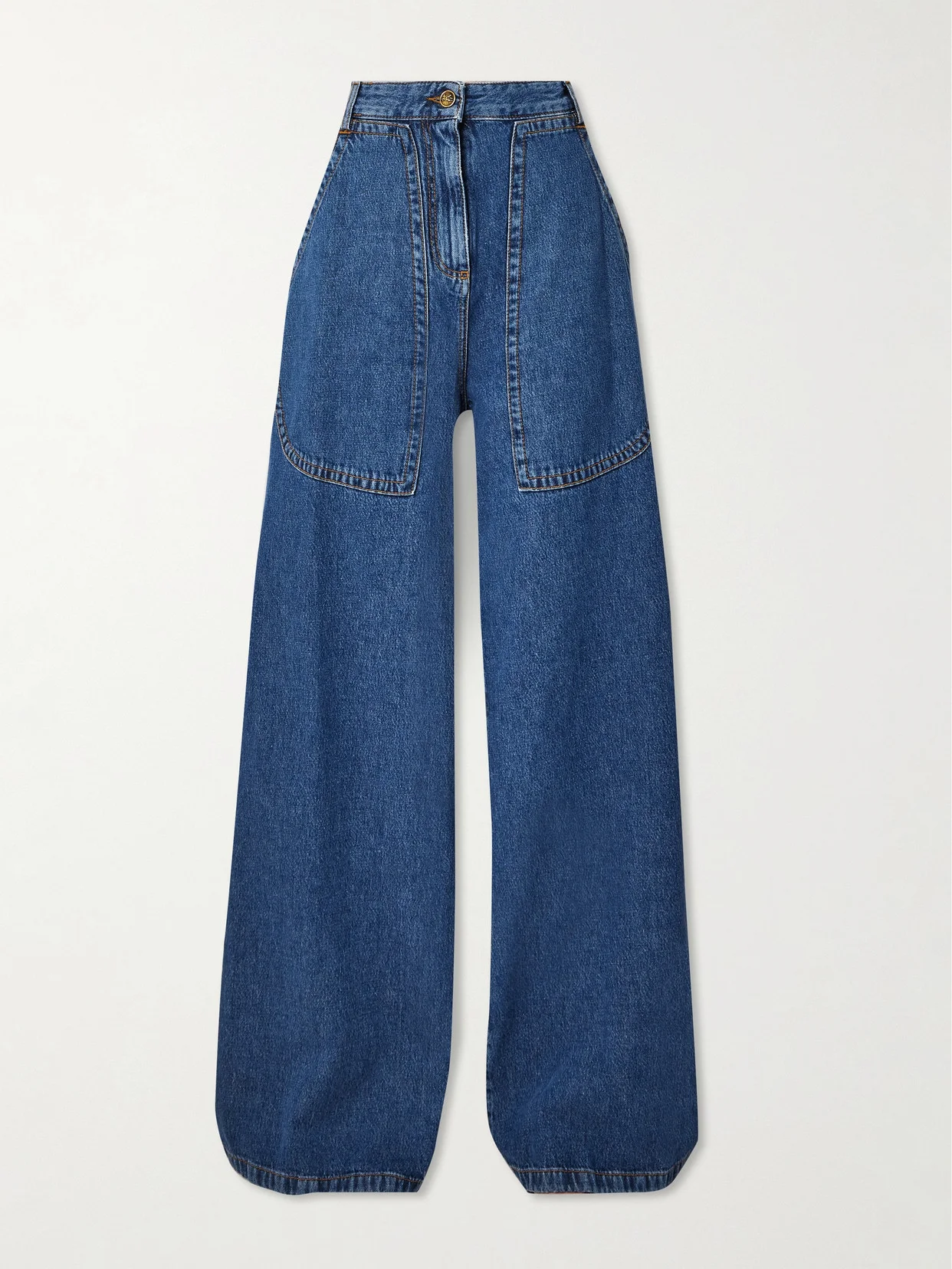High-rise Wide-leg Cargo Jeans - 1