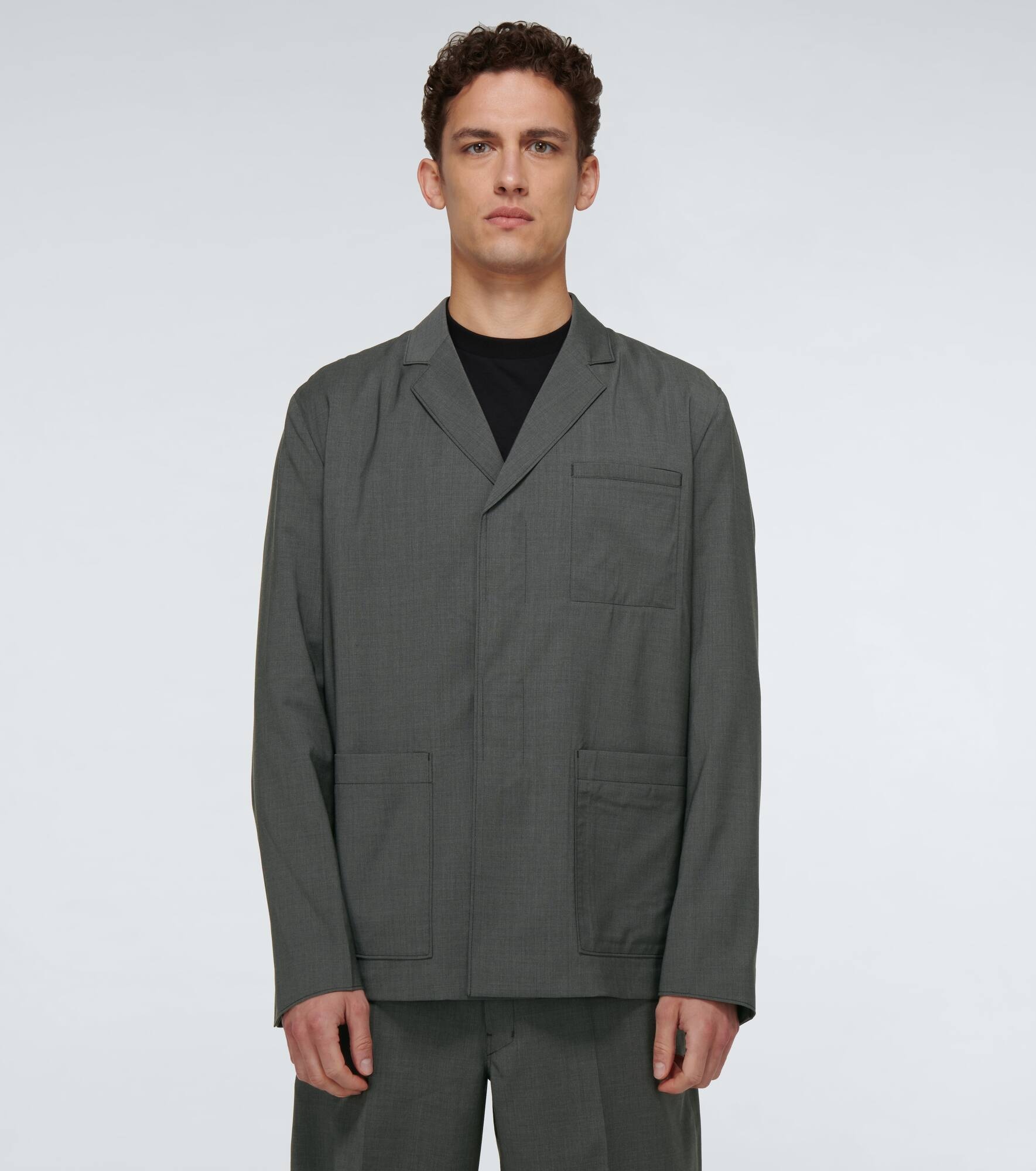 Single-breasted wool poplin jacket - 3