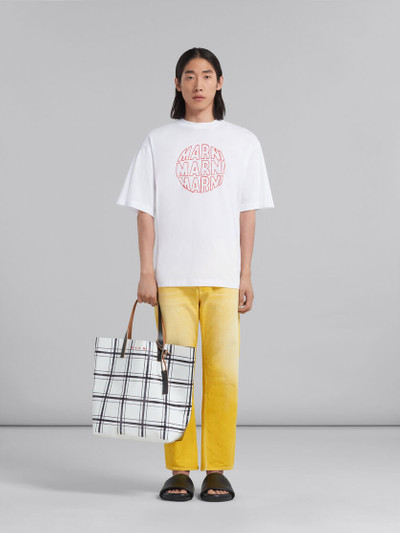 Marni WHITE AND BLACK CHECKED TRIBECA SHOPPER outlook