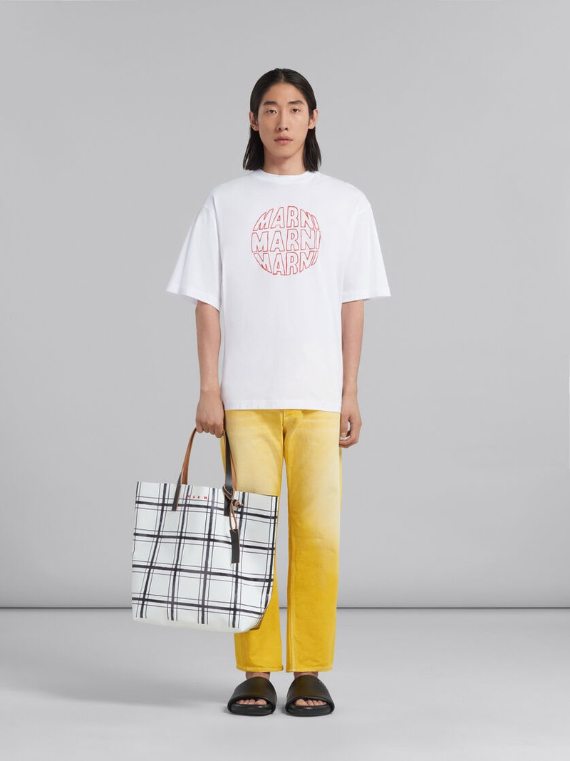 Marni WHITE AND BLACK CHECKED TRIBECA SHOPPER outlook