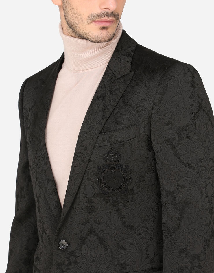 Floral jacquard Martini-fit suit with patch - 10