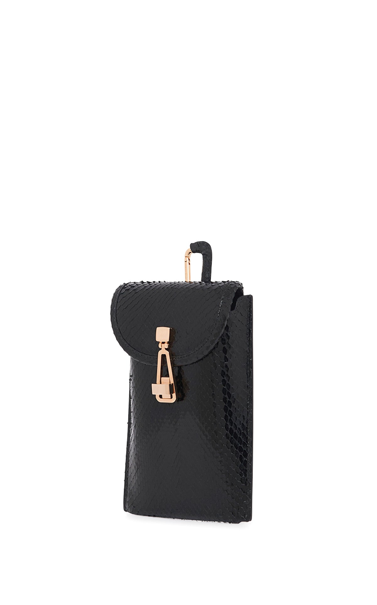 Medium Leonora Flap Bag in Black Snakeskin with Sunglasses Pouch - 8