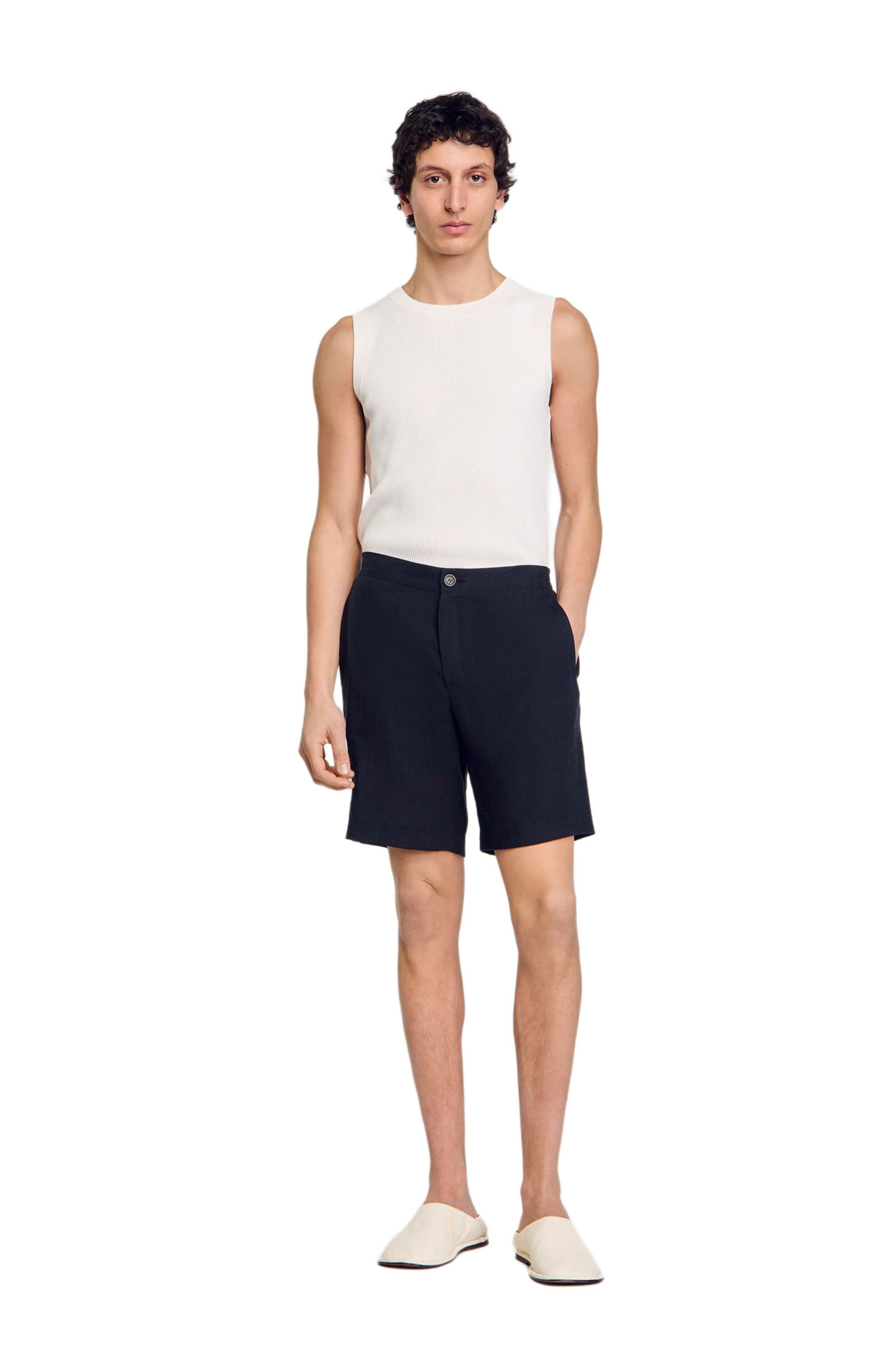 SANDRO Linen shorts in Navy Blue at Nordstrom - 6