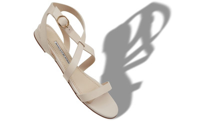 Manolo Blahnik Cream Calf Leather Sandals outlook