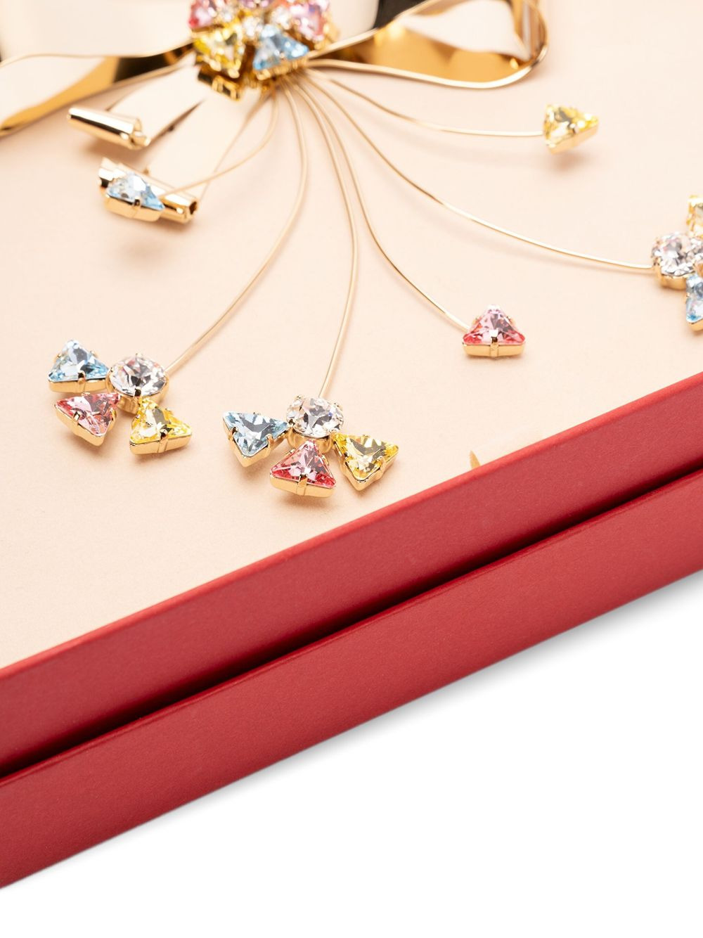 bow-shaped crystal brooch - 3