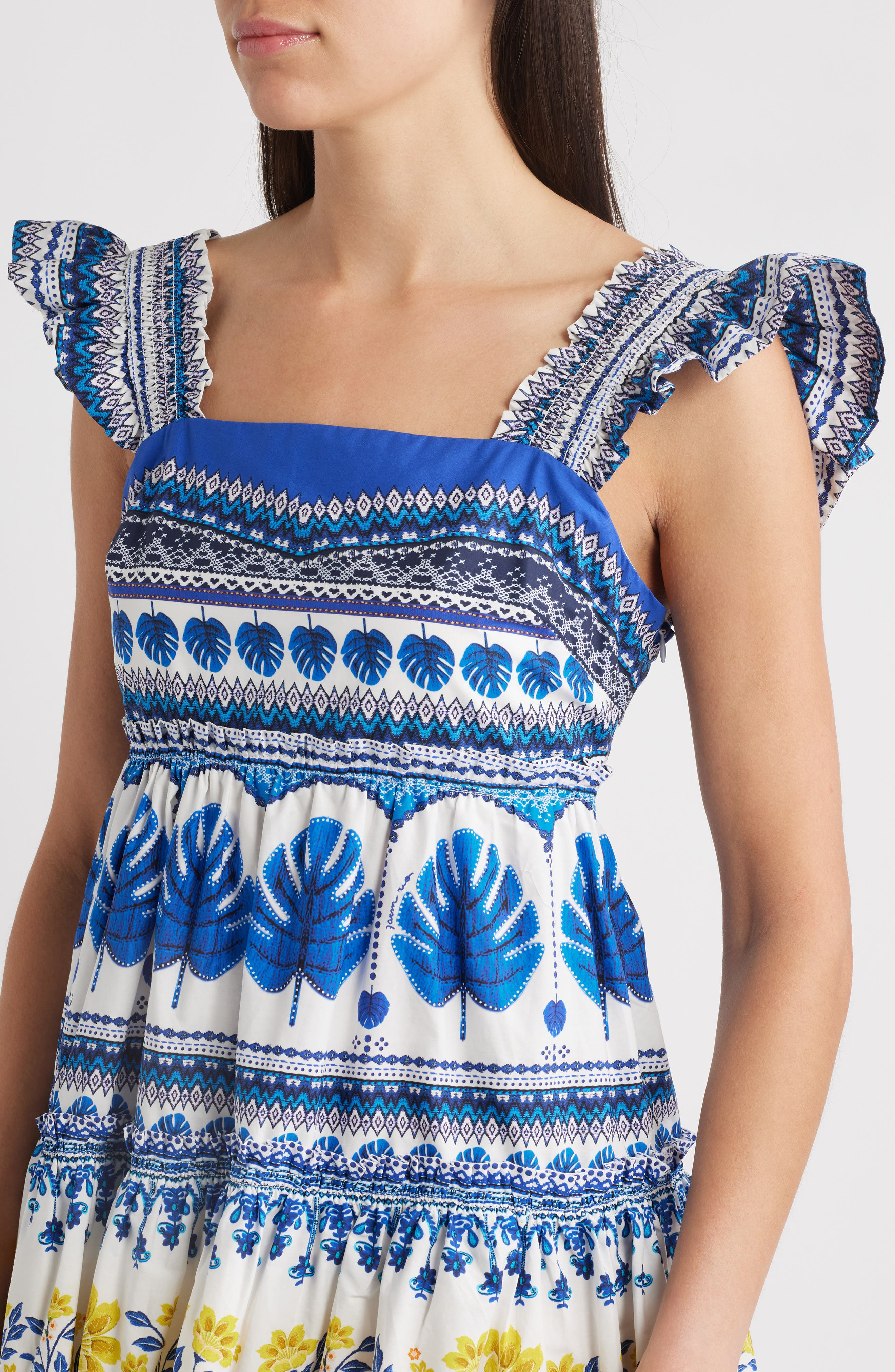 FARM Rio Zuli Mixed Print Cotton Mini Sundress in Off-White at Nordstrom - 4