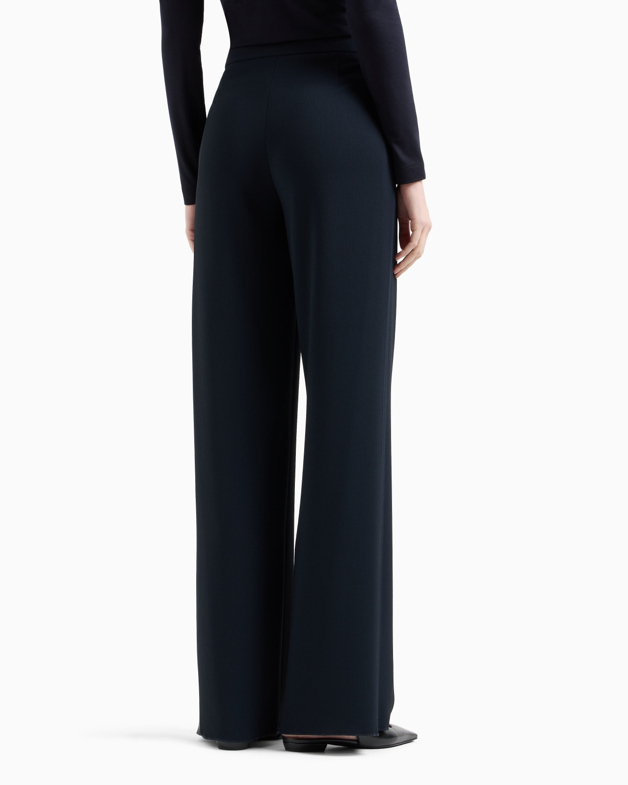 PALAZZO TROUSERS IN FLUID ARMURE FABRIC - 3