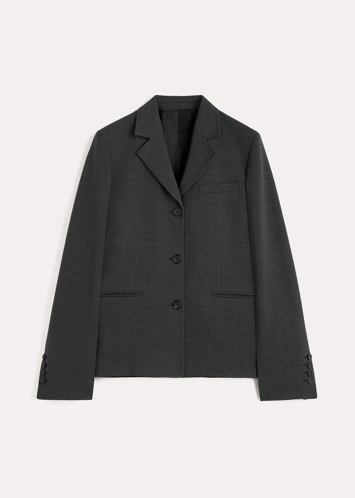 Petite crepe suit jacket charcoal mélange - 1