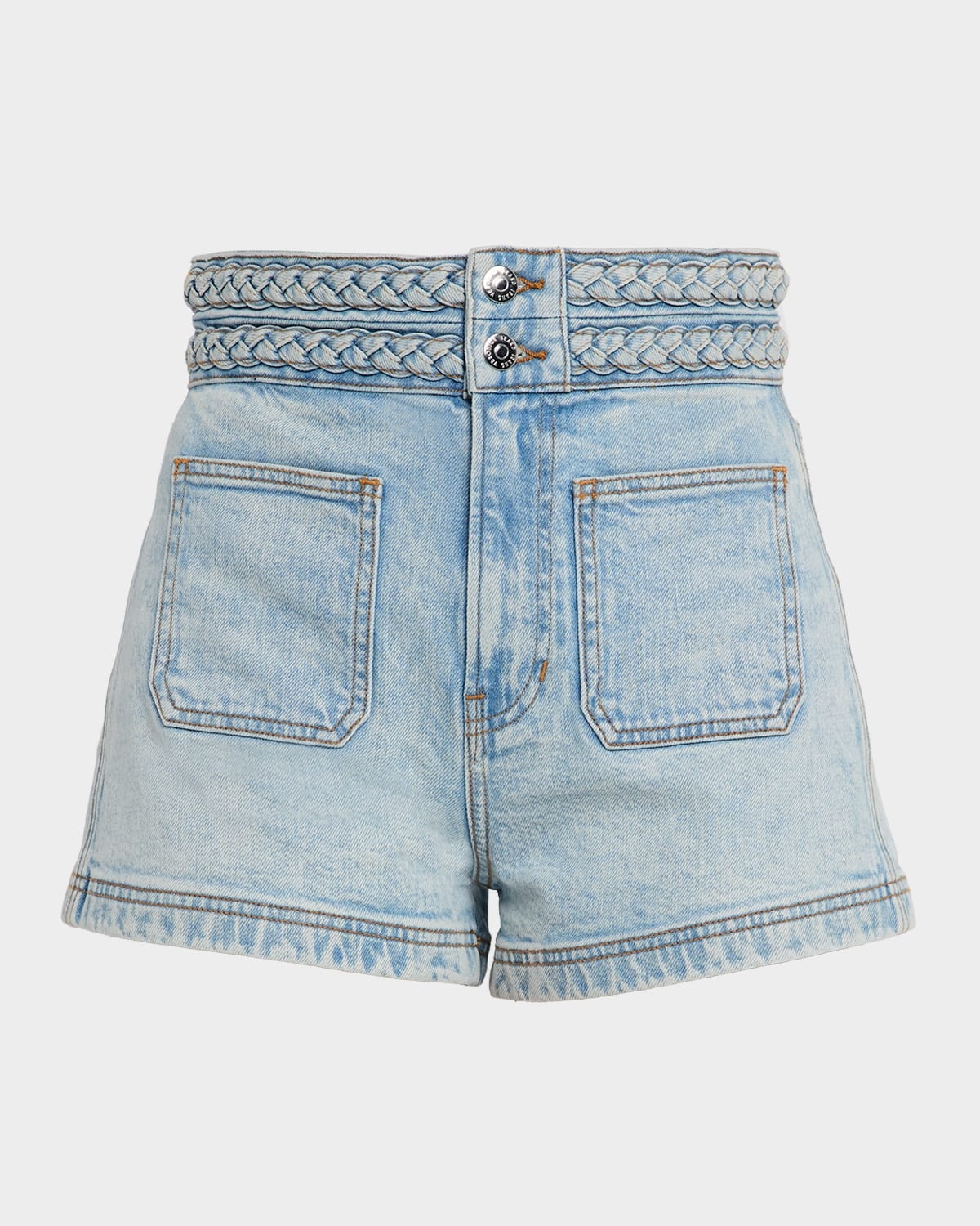 Elijah Braided Patch Pocket Denim Shorts - 1