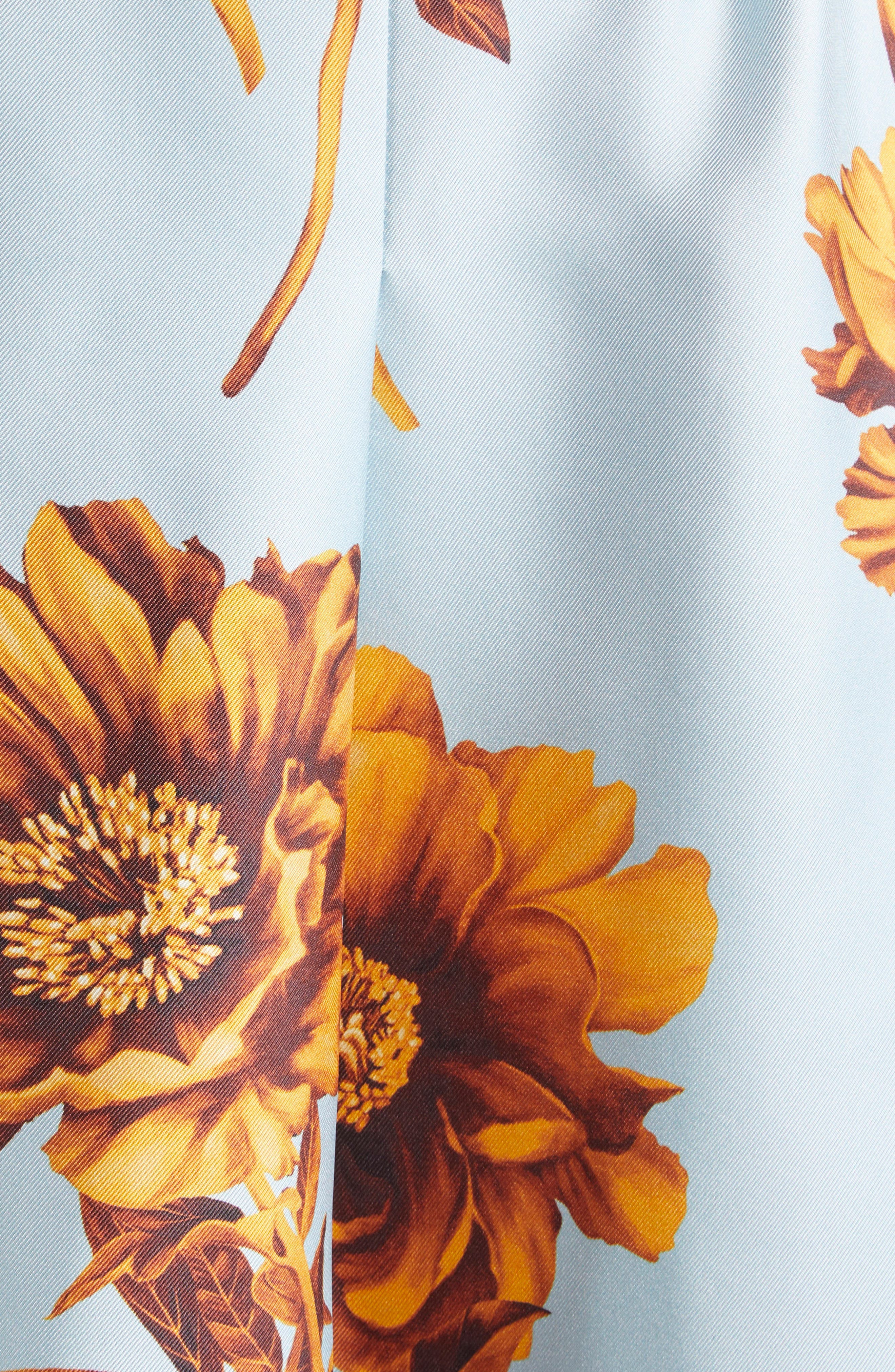Oscar de la Renta Peony One-Shoulder Silk Twill Midi Dress in Brown/ice Blue at Nordstrom - 6