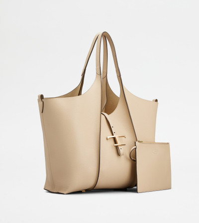 Tod's T TIMELESS SHOPPING BAG IN LEATHER MEDIUM - BEIGE outlook