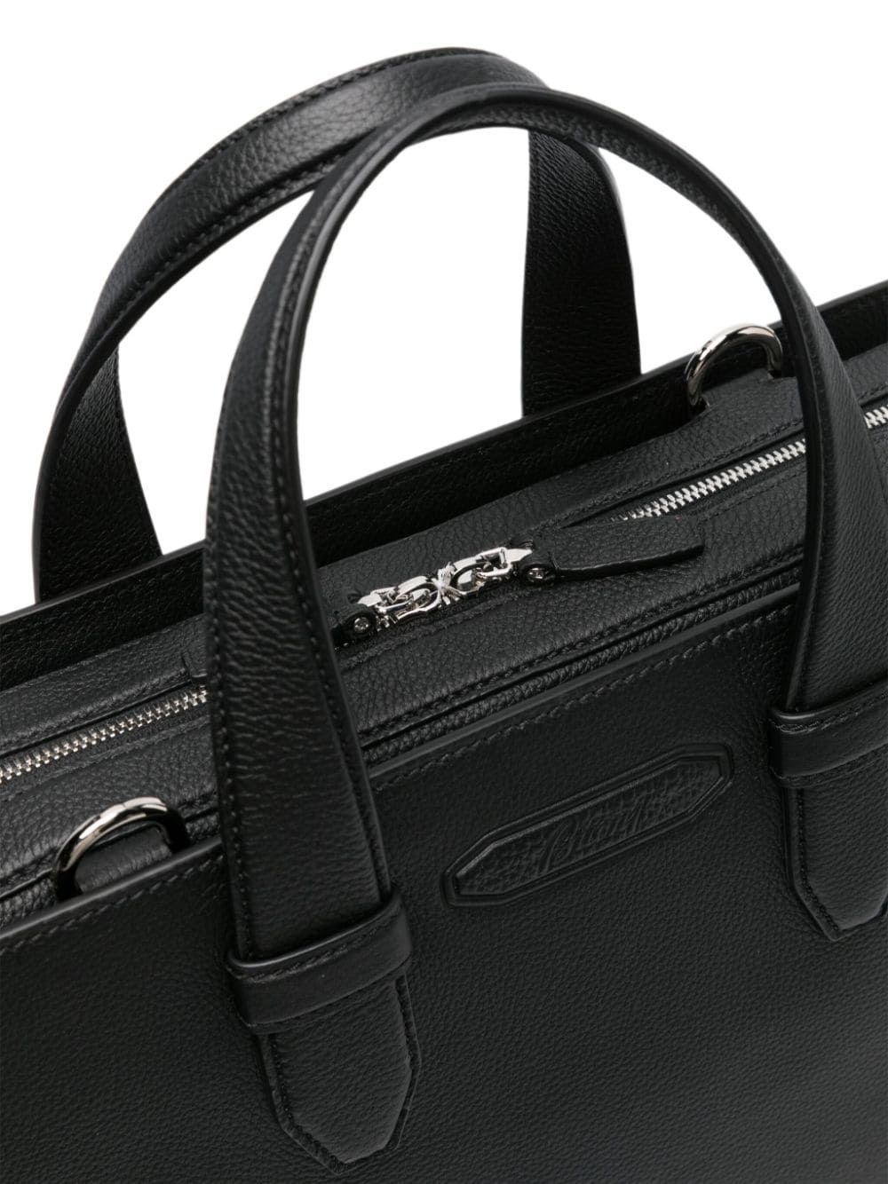 logo-embossed leather briefcase - 3