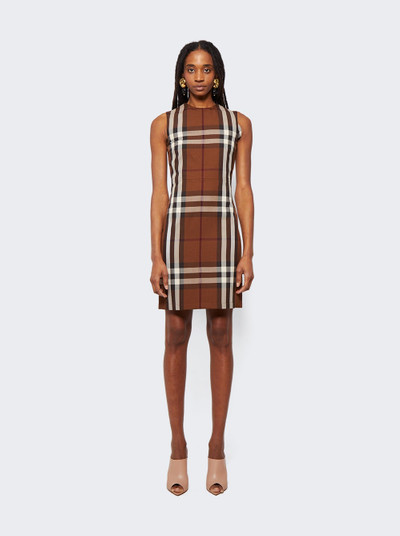 Burberry Sleeveless Check Wool Jacquard Dress Dark Birch Brown outlook