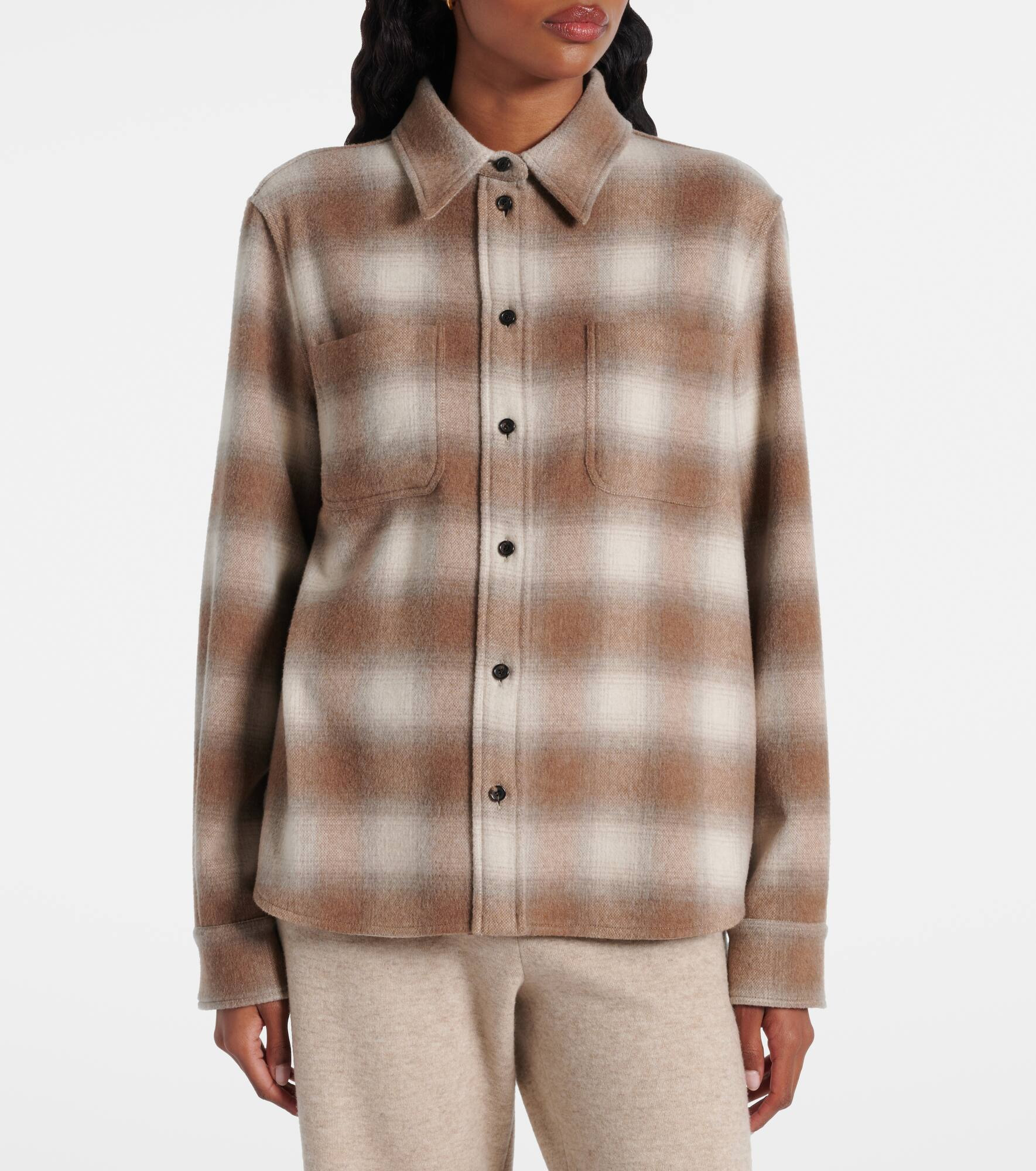 Checked wool and cashmere shirt - 6