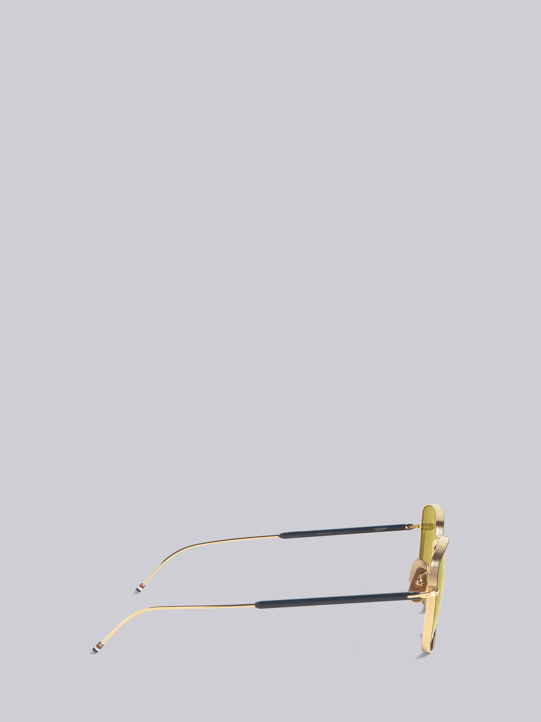 TB124 - Gold Navy And Amber Aviator Sunglasses - 3