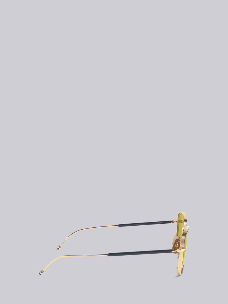 TB124 - Gold Navy And Amber Aviator Sunglasses 3