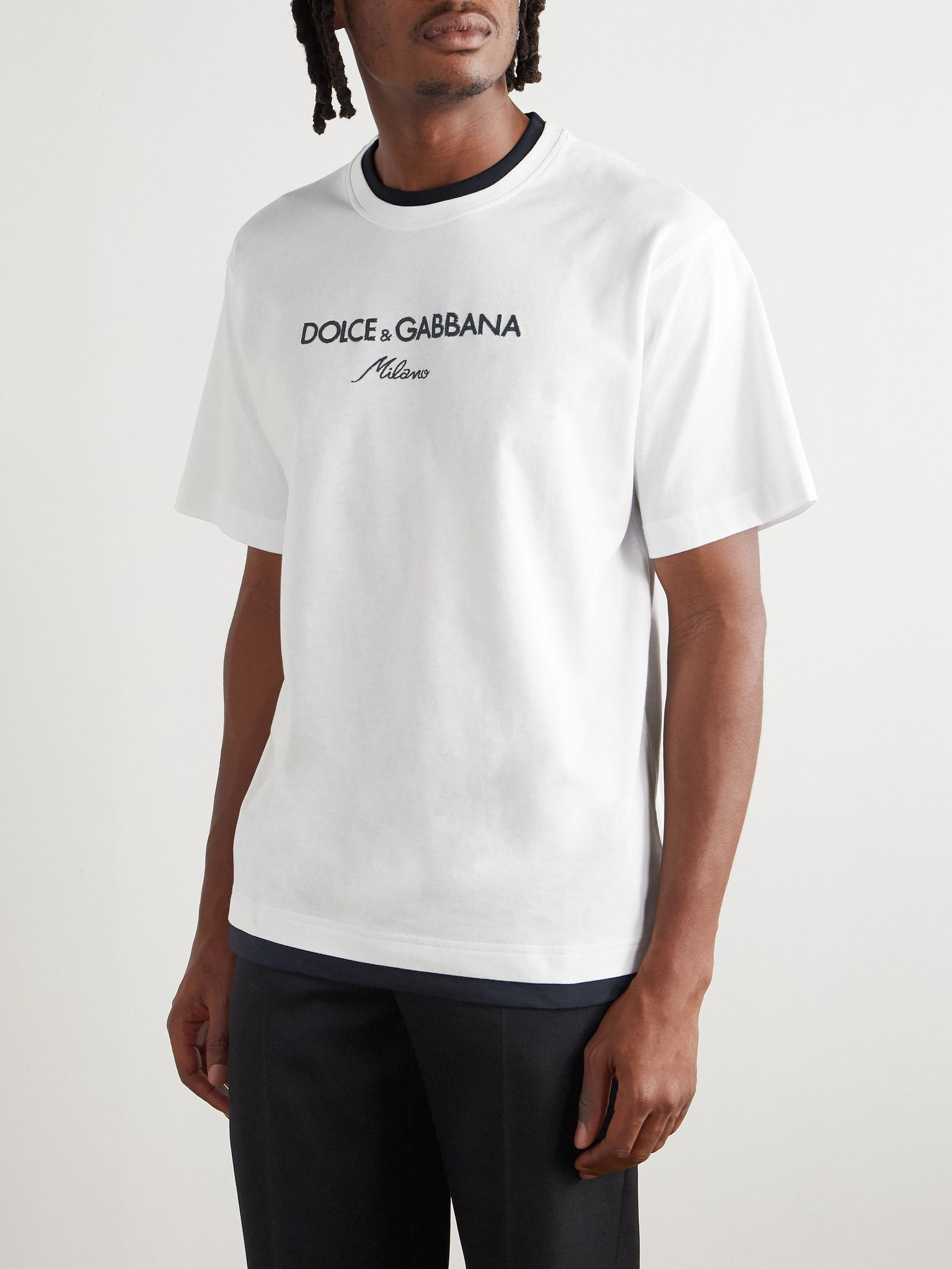 Logo-Embroidered Cotton-Jersey T-Shirt White - 3