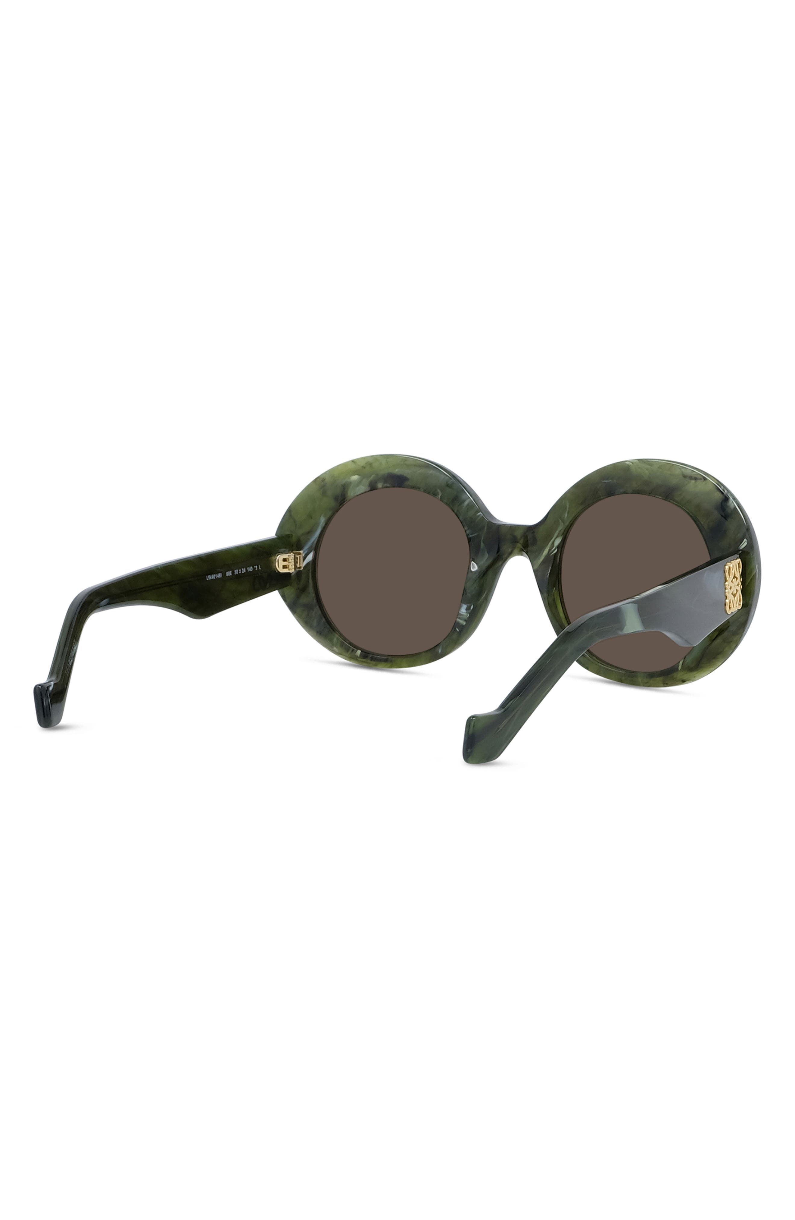 Loewe Anagram 50mm Oval Sunglasses in Shiny Dark Green /Brown at Nordstrom - 4