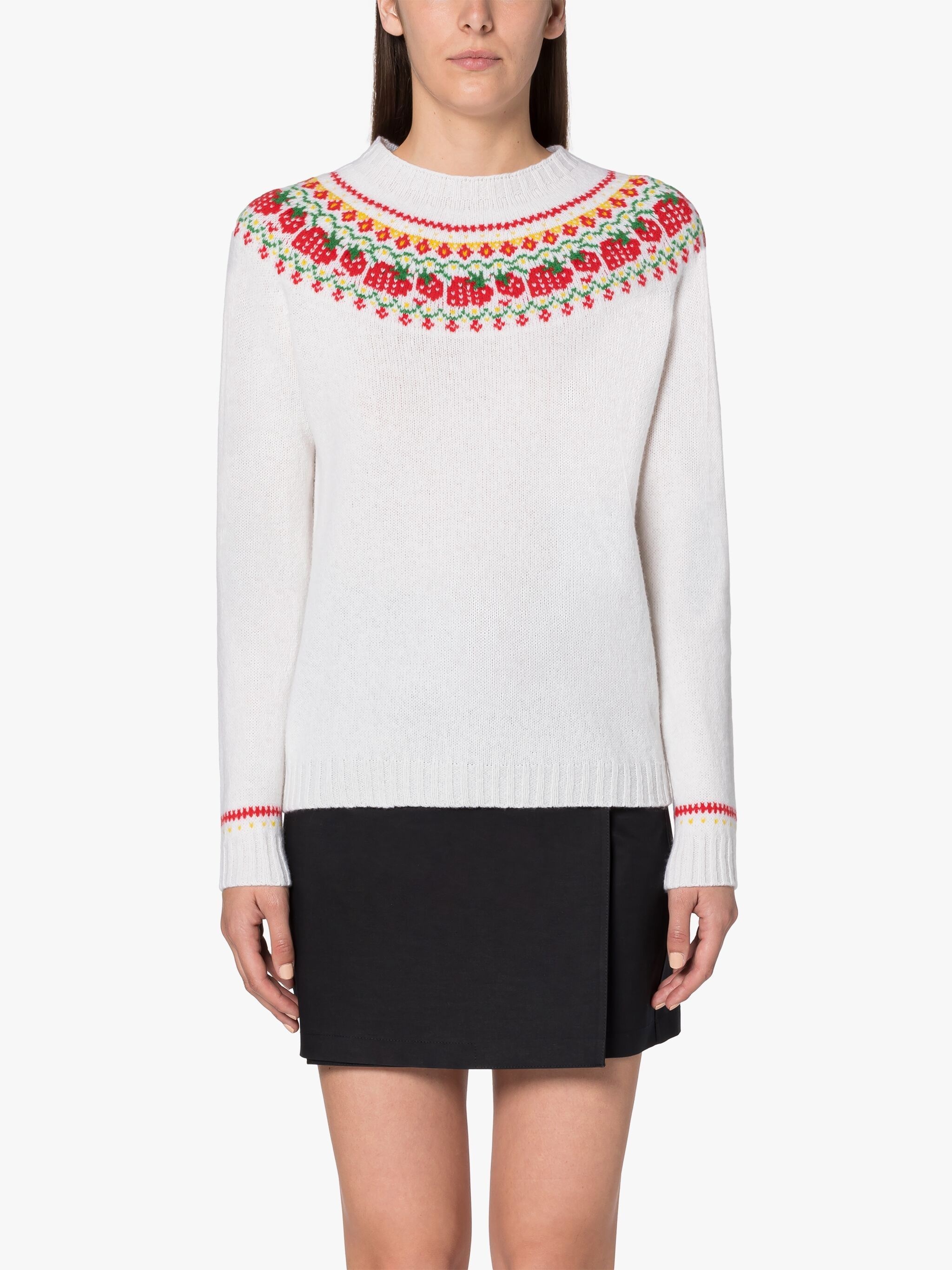 KELSI ICE WHITE WOOL FAIR ISLE CREWNEK SWEATER - 3