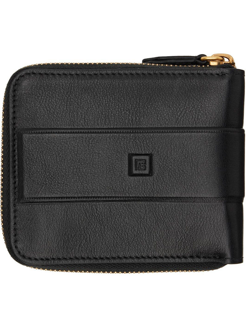 Balmain Black Calfskin Leather Anthem Wallet outlook