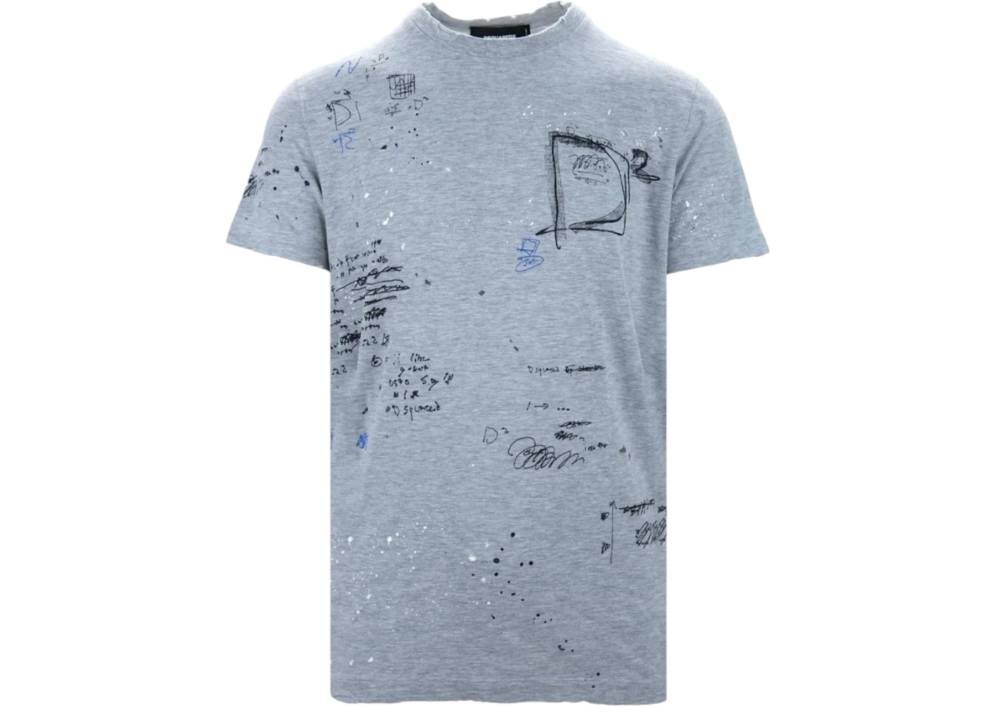Dsquared2 Cigarette Fit Scribble Logo T-Shirt Grey - 1