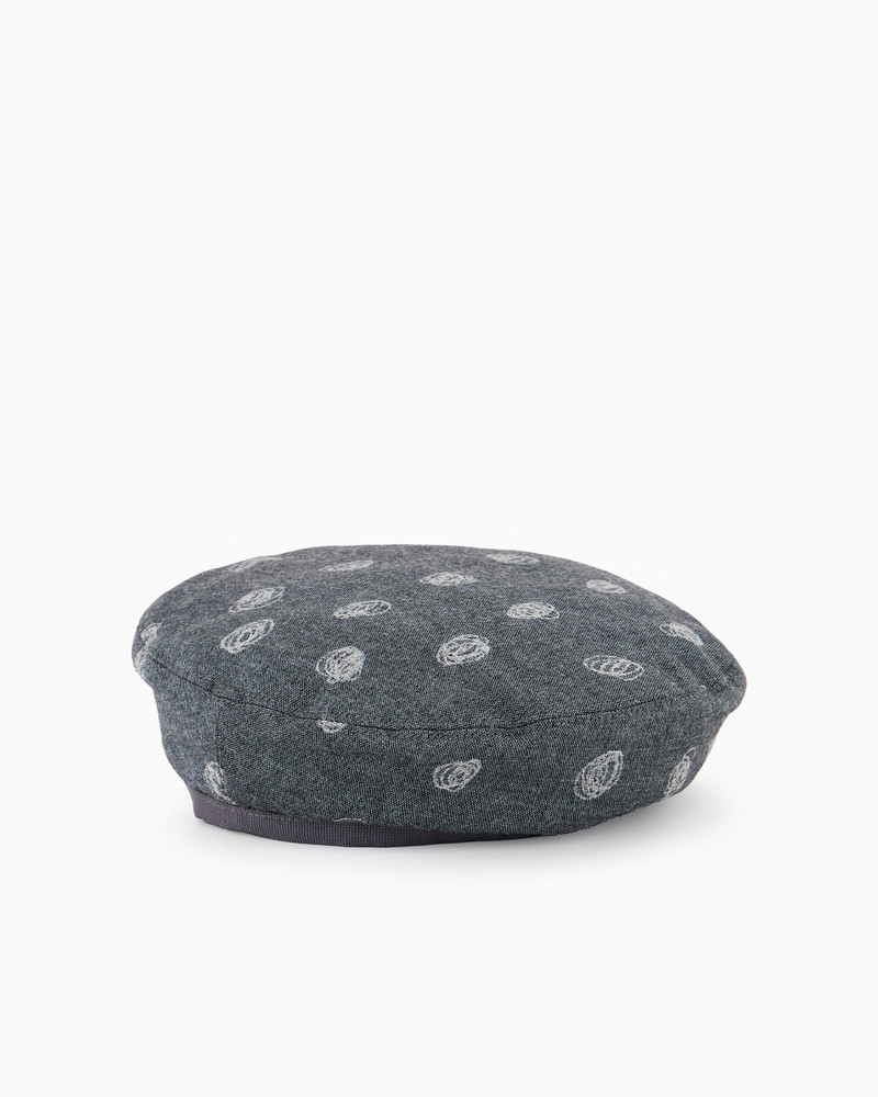 EMPORIO ARMANI Virgin wool blend beret with an Icon all-over abstract pattern outlook