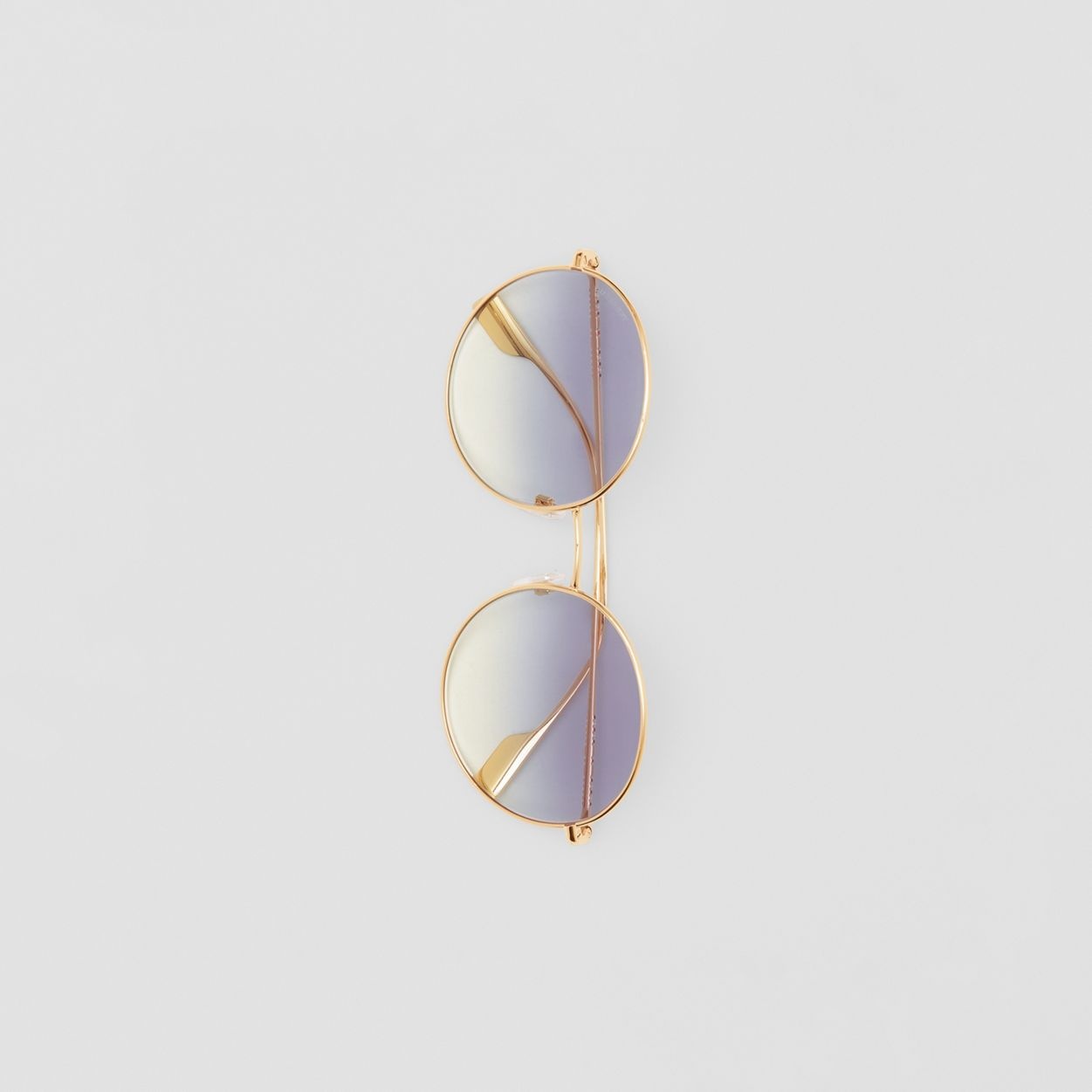 Icon Stripe Detail Round Frame Sunglasses - 4