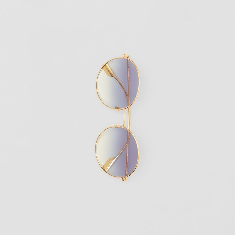 Icon Stripe Detail Round Frame Sunglasses 4