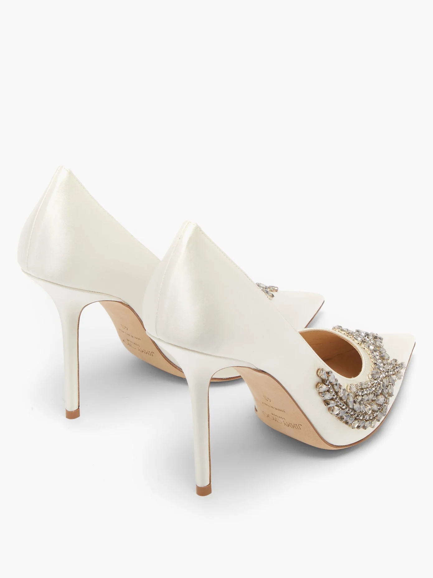 Love crystal-embellished satin pumps - 4