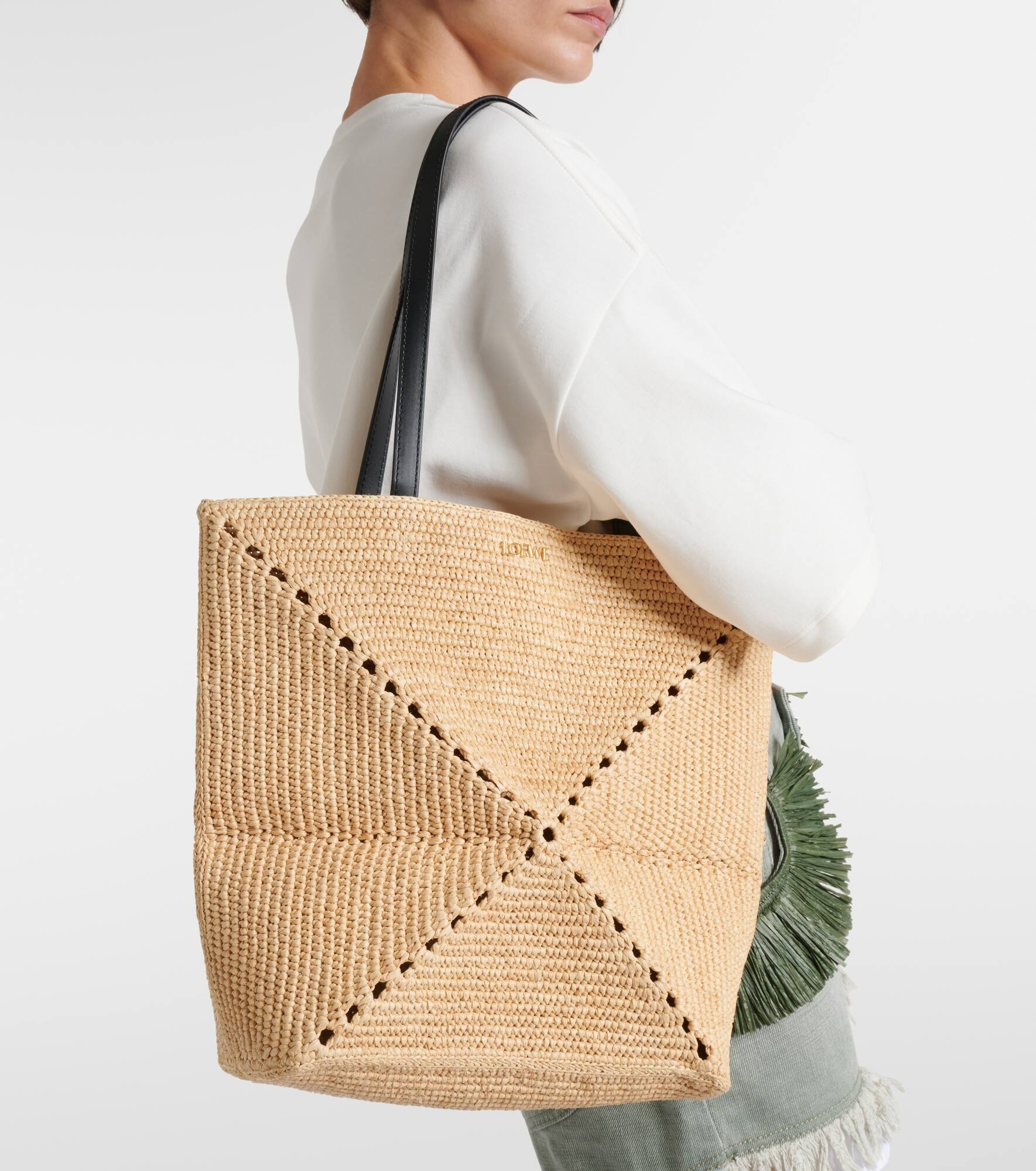 Paula's Ibiza Puzzle Fold raffia tote bag - 7