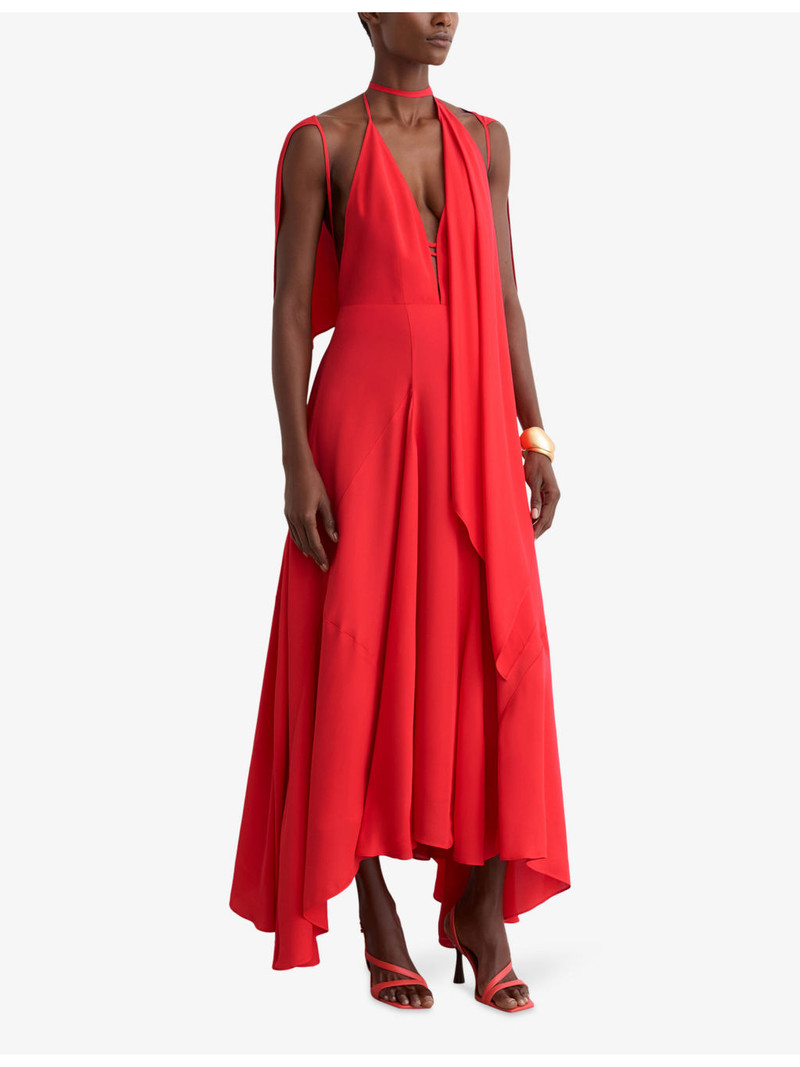 REISS Evory Detachable-Cape Woven Maxi Dress outlook