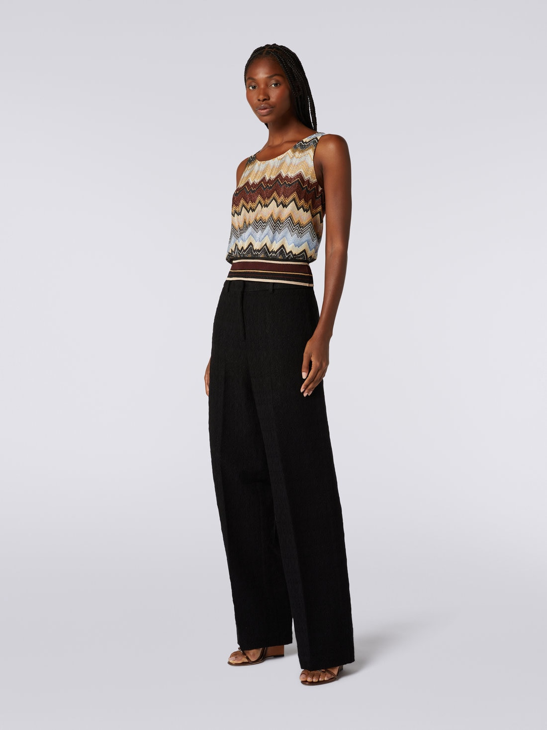 Viscose chevron tank top with lurex - 3