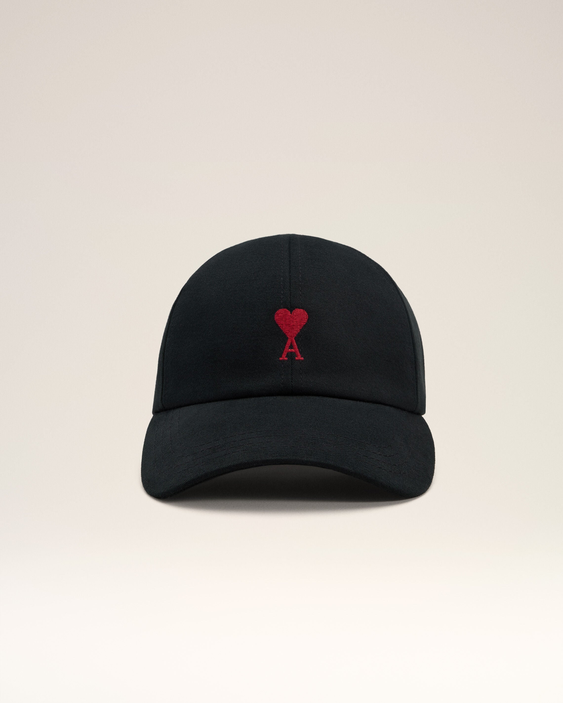 BLACK COTTON AMI DE COEUR EMBROIDERY CAP - 4