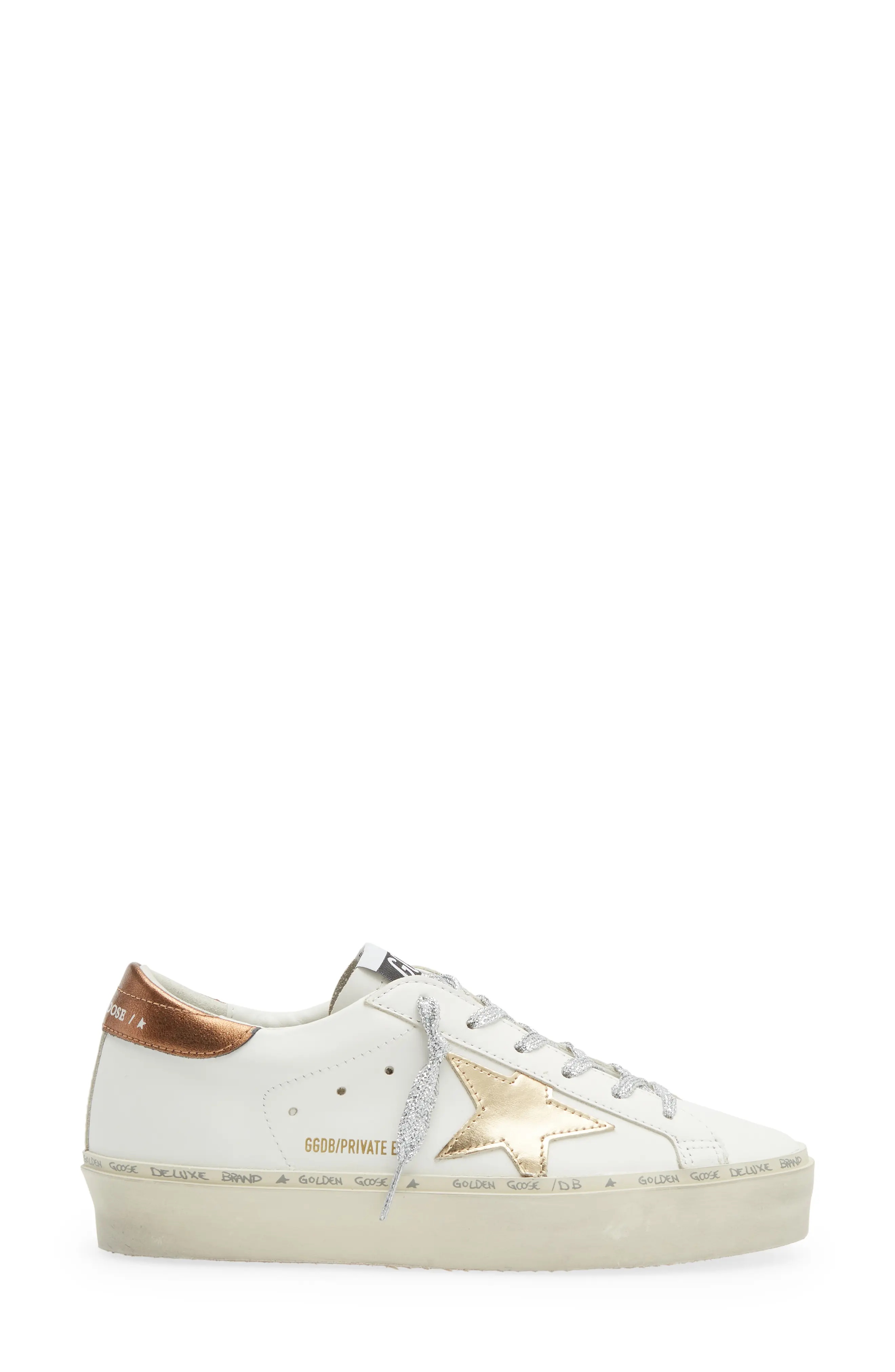 Hi Star Low Top Platform Sneaker in White/Gold - 3