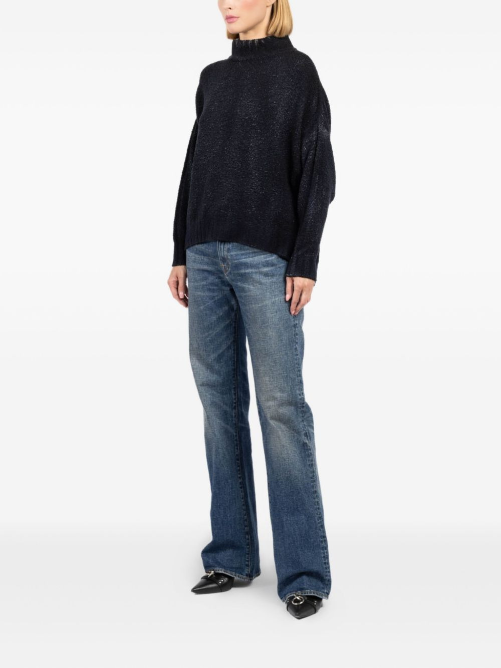 mock-neck sparkle knit sweater - 2