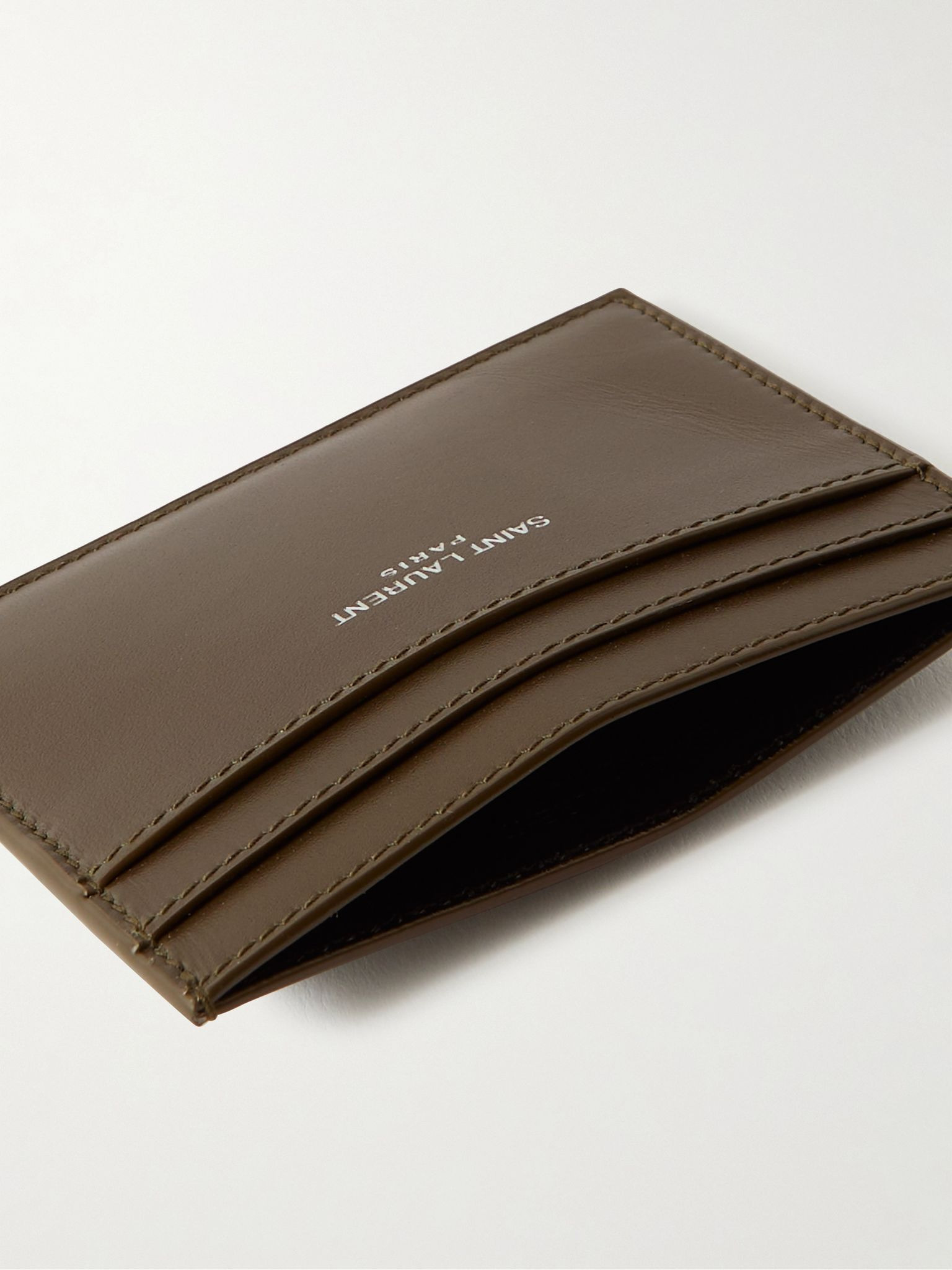 Logo-Print Leather Cardholder Dark green - 4