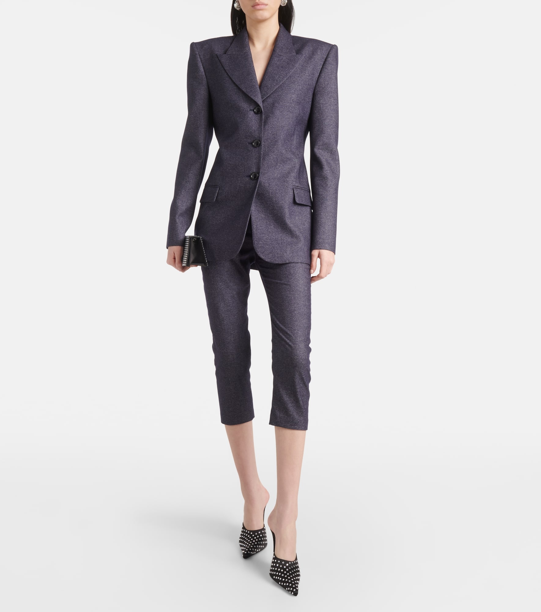 High-rise wool and cotton cropped pants - 2