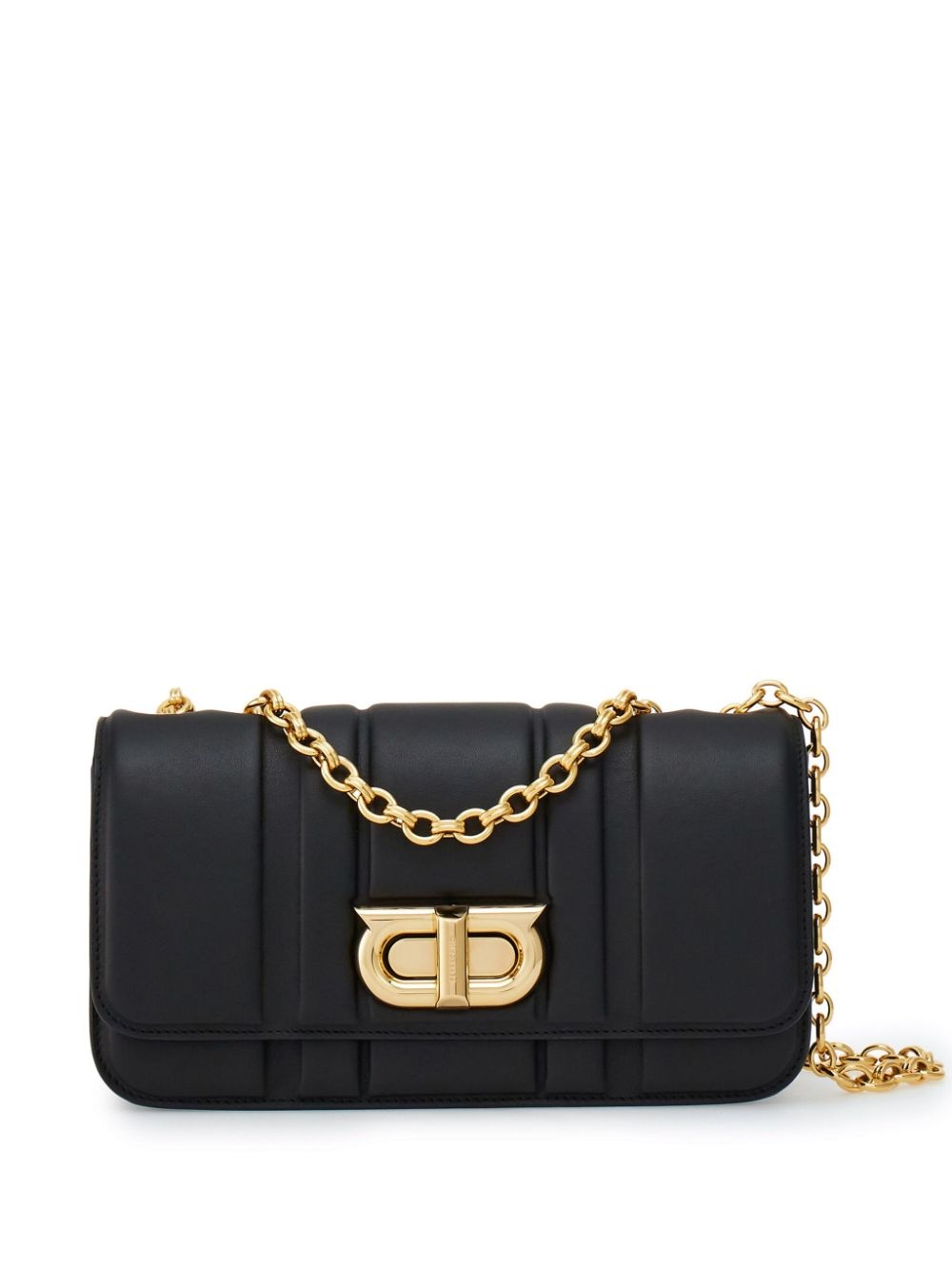 Gancini plaque leather shoulder bag - 1
