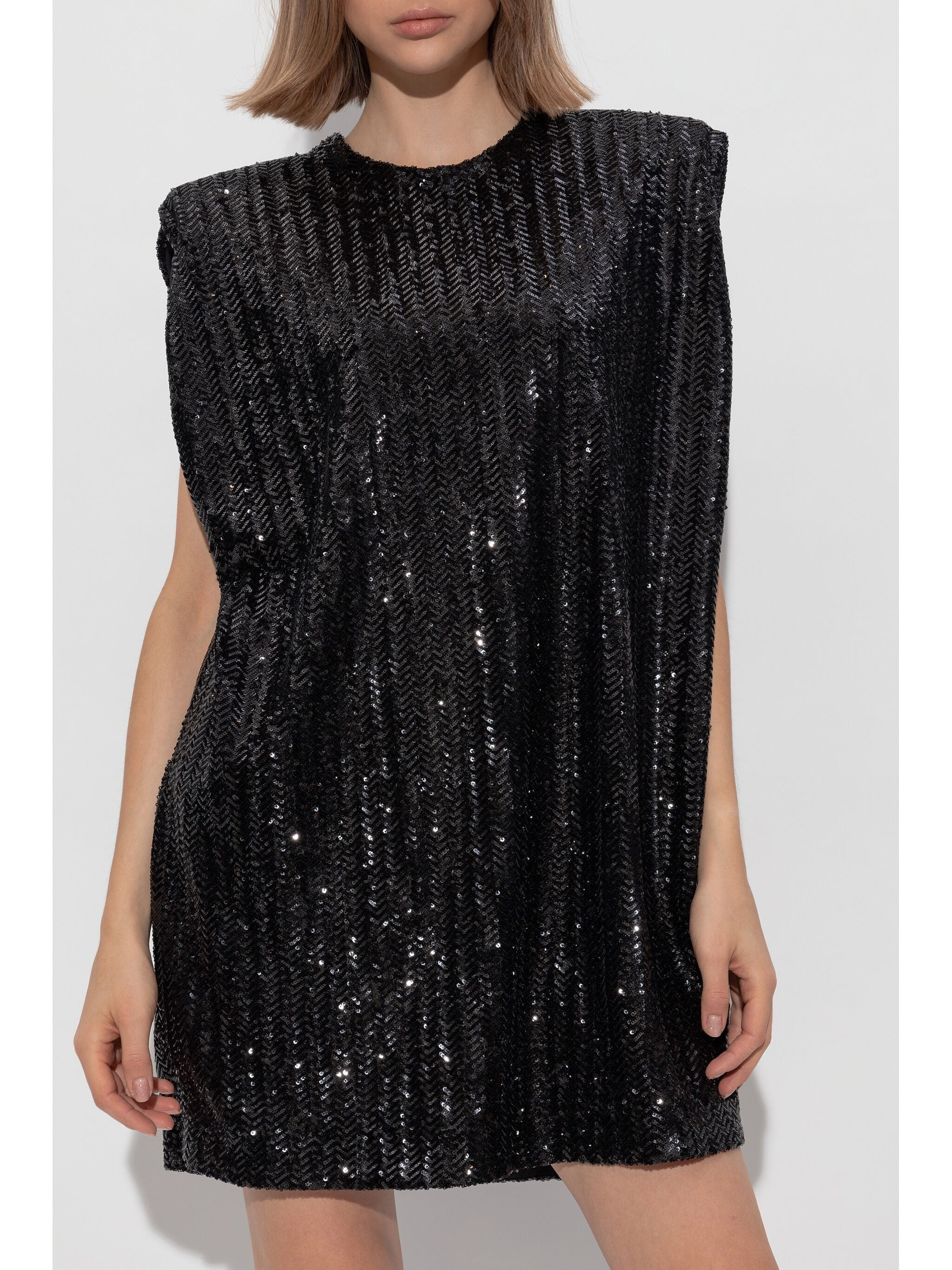 Golden Goose Women Journey W`S Sleeveless Tee Dress With Shoulderpads Full Paillettes - 5