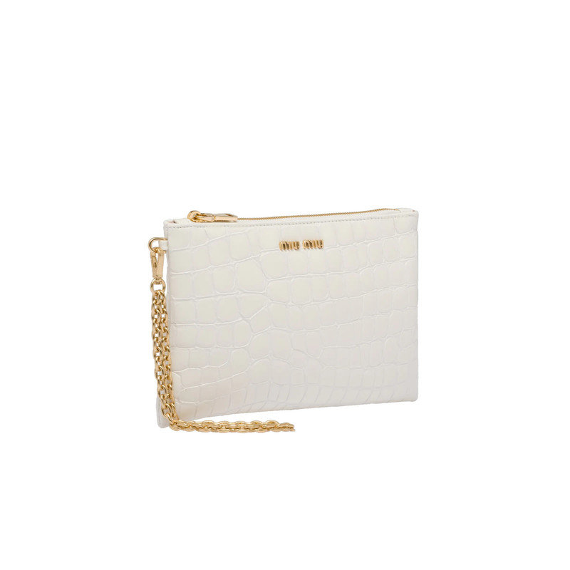Croco-print leather pouch 3
