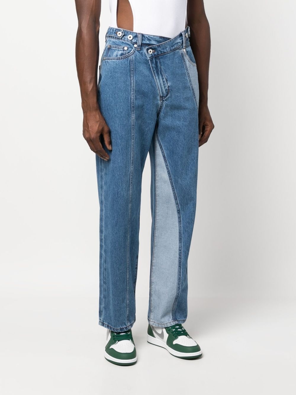 deconstructed-design denim jeans - 3