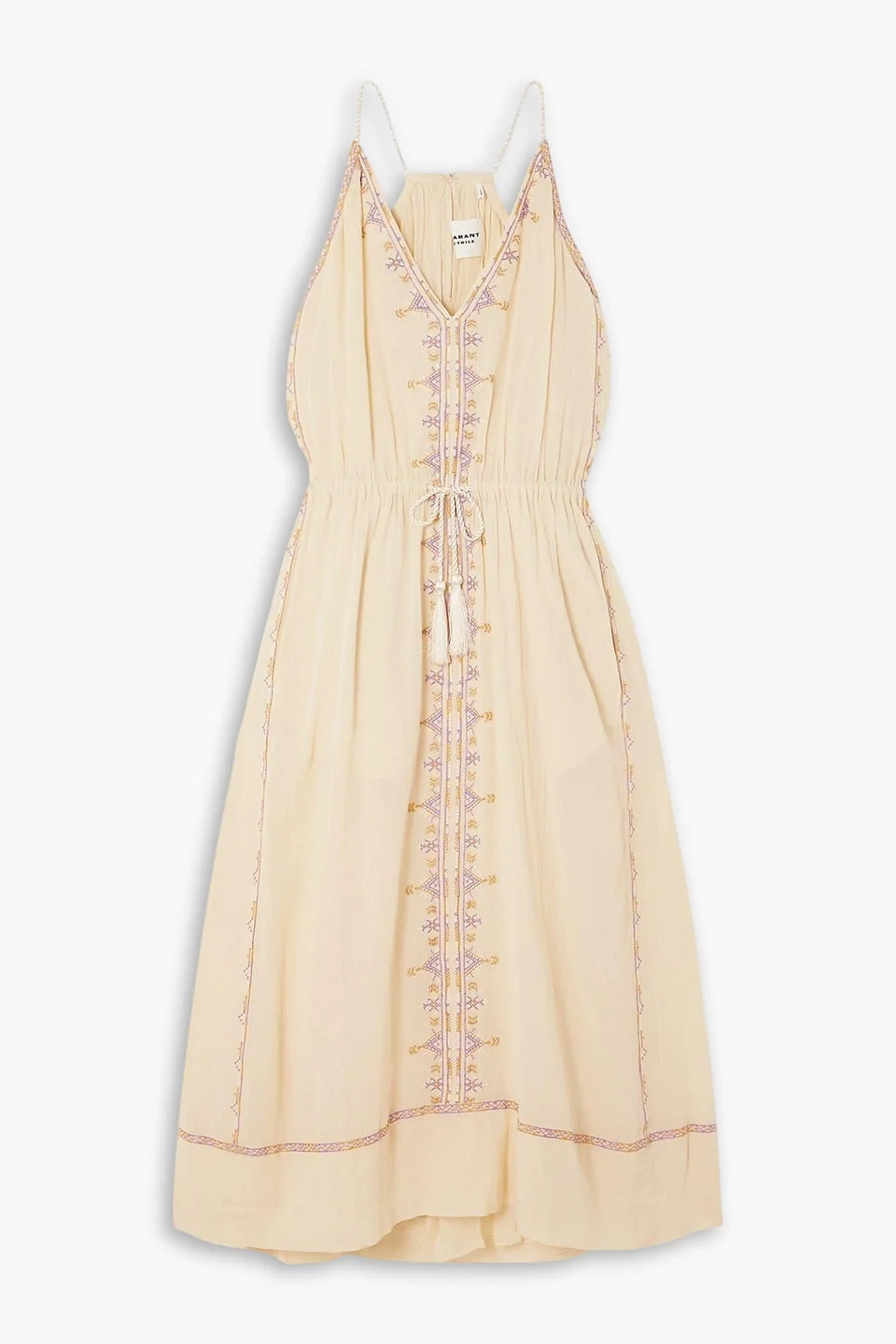 Siana belted embroidered cotton-gauze midi dress - 1