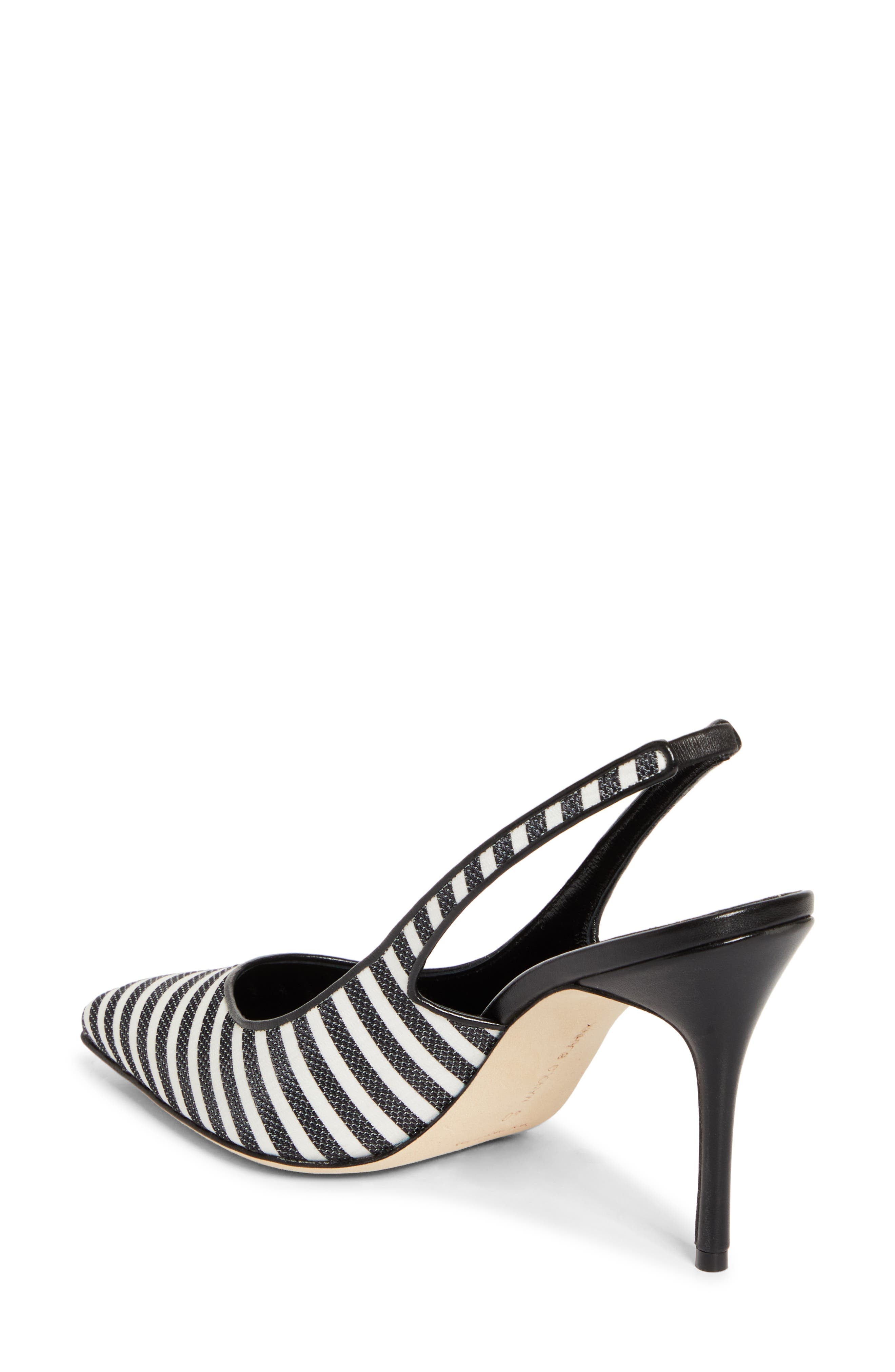 Manolo Blahnik Allurafia Stripe Slingback Pump in Ivory/Black at Nordstrom - 2