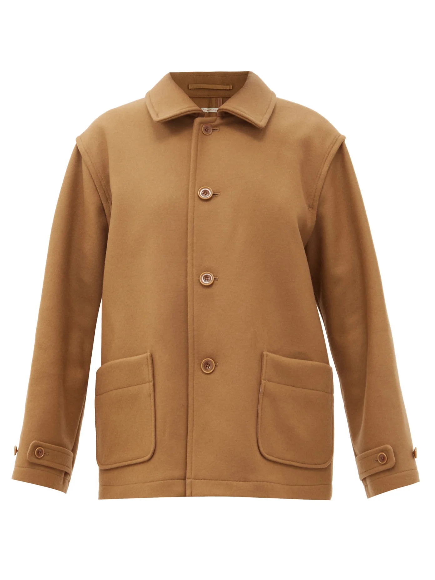 Patch-pocket wool-blend twill coat - 1